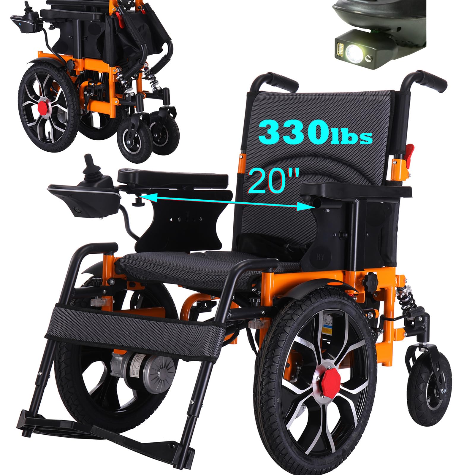 Foldable Electric Wheelchair for Adults 330lb Capacity - 16