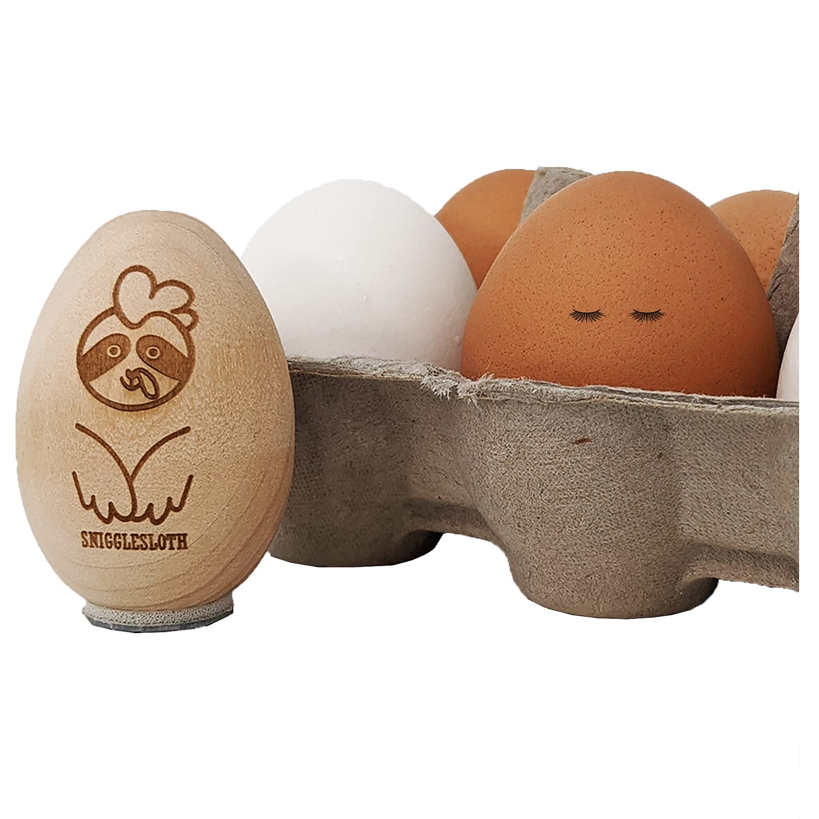 Cute Detailed Eyelashes Pair Chicken Egg Rubber Stamp - 3/4 Inch Small Craft Stamp for DIY Scrapbooking, Card Making, and Easter Decorations