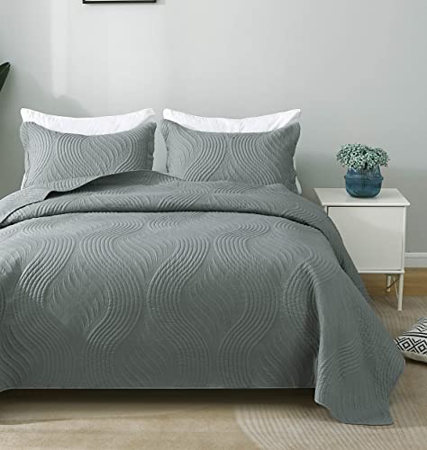 Gery - Full/Queen (90x96 Inch)+2 Shams （20 X26 Inch)