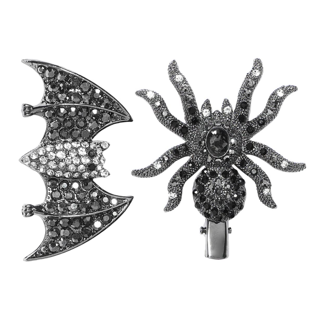 Minkissy 2pcs Rhinestone Hair Barrettes for Women - Elegant Alloy Black Spider Hair Clips, Kawaii Halloween Horror Hair Accessories | Perfect for Parties, Cosplay, and Gothic Fashion