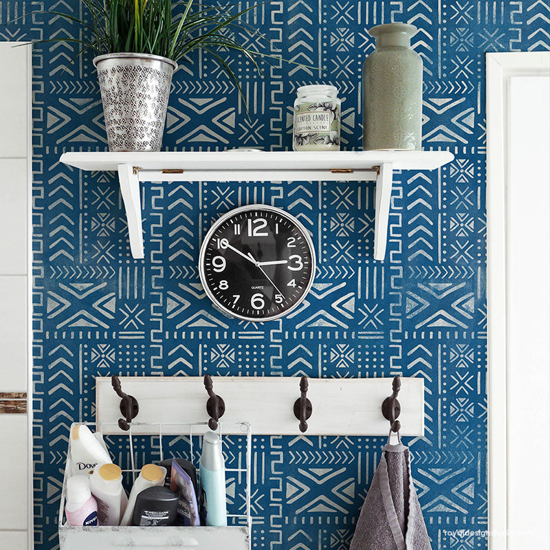 Authentic Mali Mudcloth Stencil for Wall Art - DIY African Home Decor, Handmade Geometric Patterns - Perfect for Living Room, Bedroom & Boho Interior Design