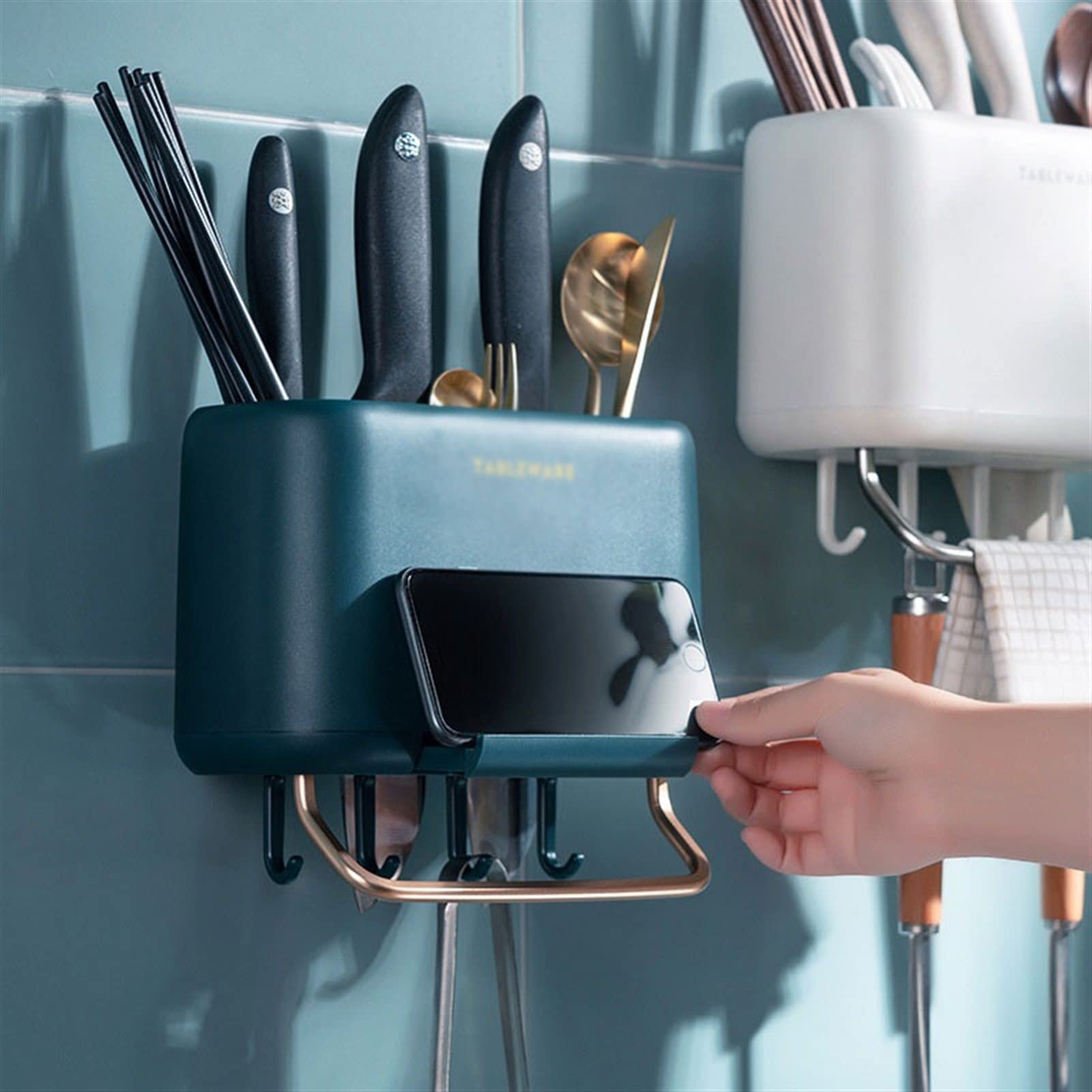 Stainless Steel Utensil Holder - Kitchen Organizer for Spoons, Forks, Chopsticks & Cutlery - Space Saving Tableware Drainer Rack - Perfect for Home, Restaurant & Commercial Kitchens (Color A) - Ideal for Countertop Organization & Drying Utensils