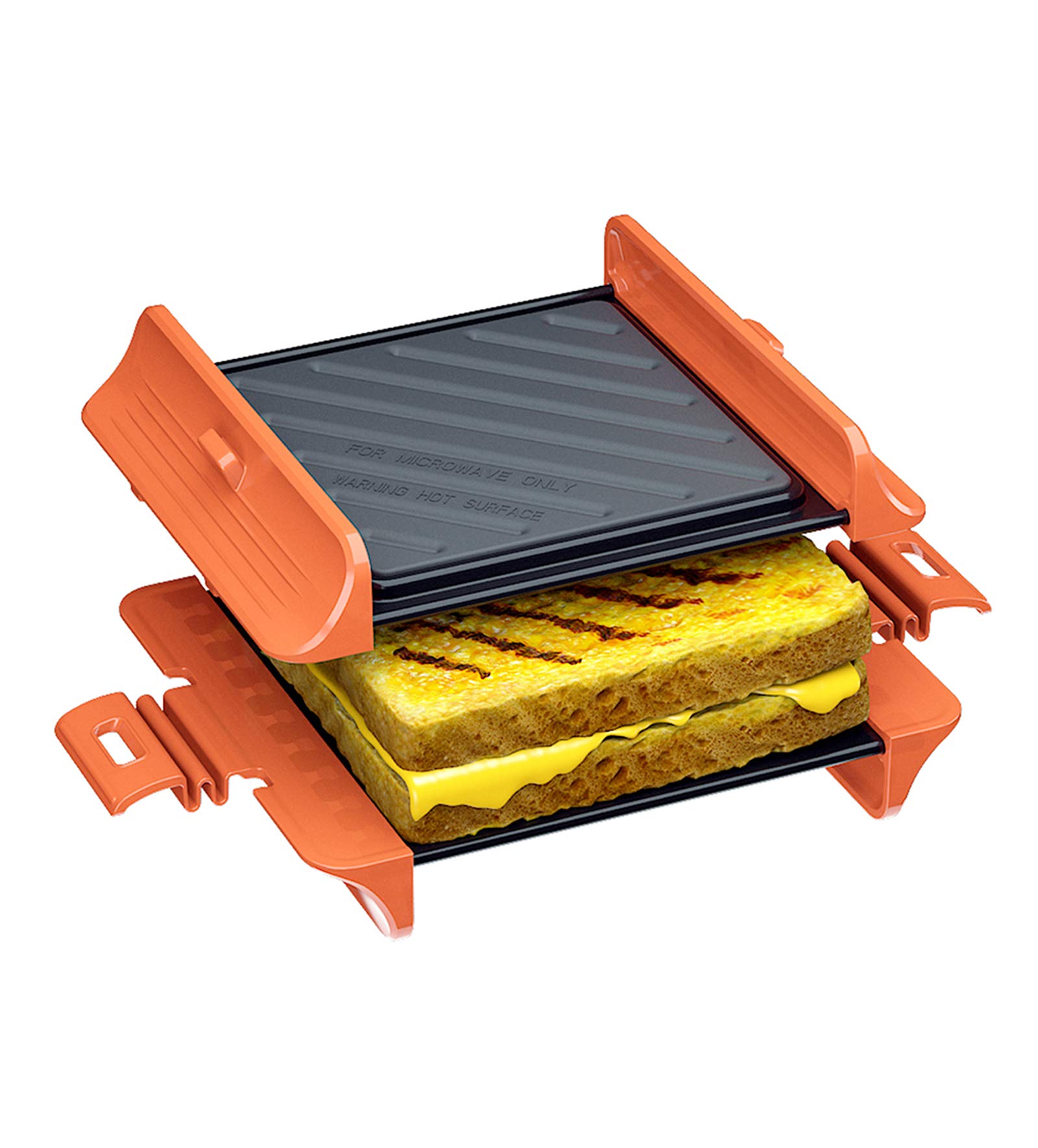 Microwave Sandwich Maker & Panini Press - Fast Cooking & Dishwasher Safe Grill Tray for Quick Meals, Breakfast, and Office Lunches