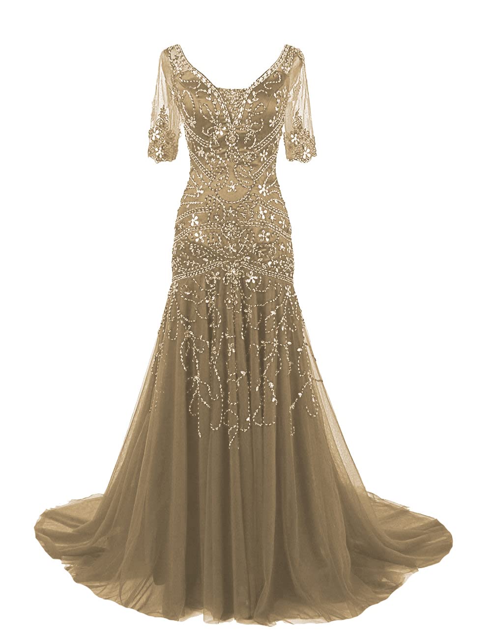 Elegant Mother of The Bride Dresses - Long Mermaid Wedding Gown with Embroidery, Short Sleeve Formal Evening Dress for Women | Perfect for Weddings, Proms & Special Occasions