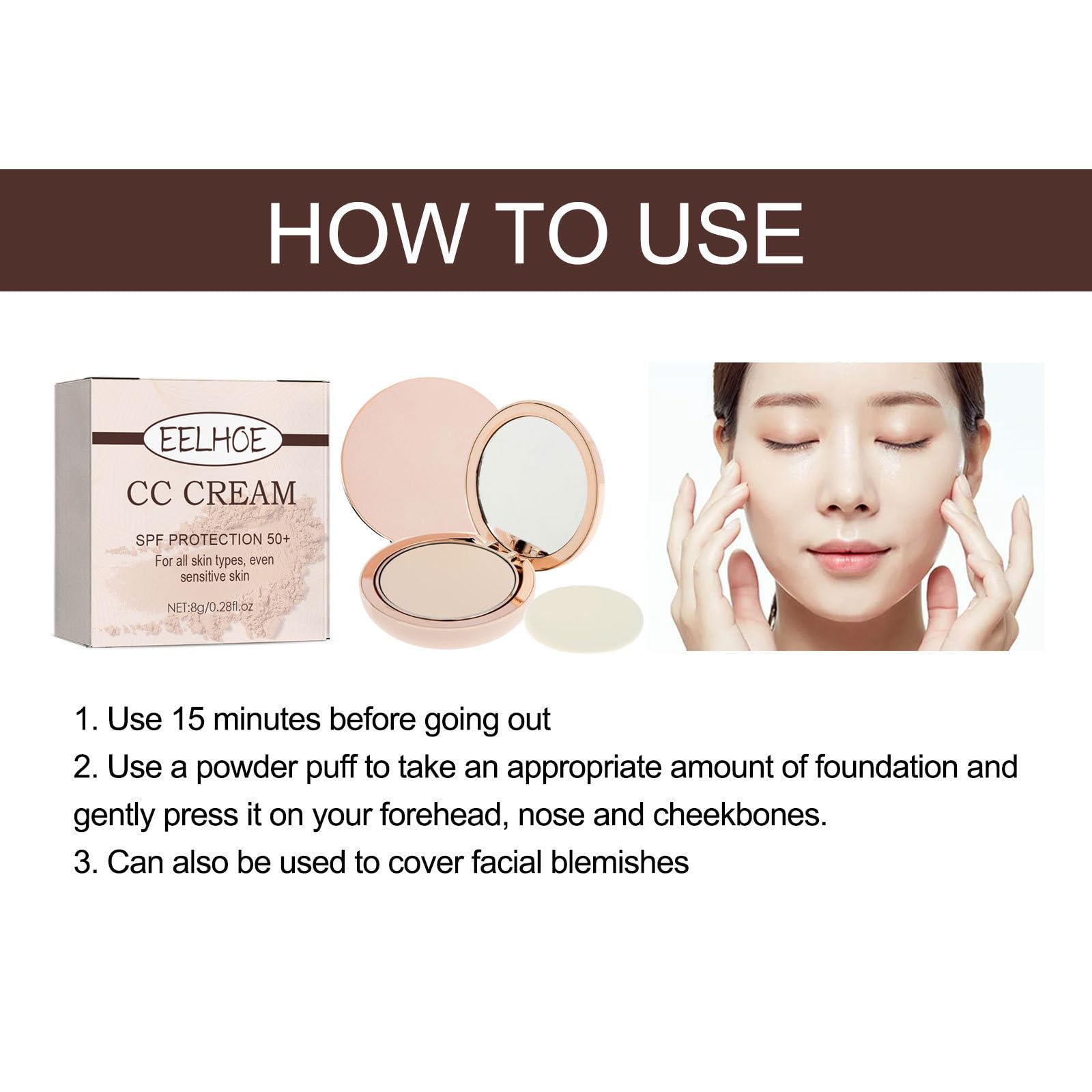Always Divinia Ilumina CC Creamy Compact SPF 50+ with Pouch - CC Cream Powder Foundation, Makeup Finishing Powder & Concealer in 01 Natural | Perfect for Daily Sun Protection & Flawless Coverage