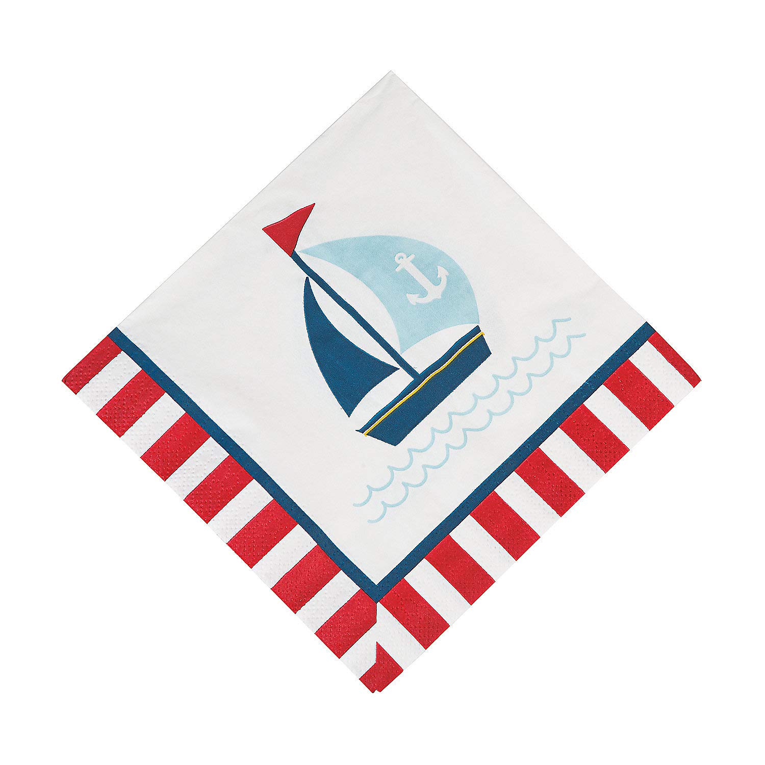 Fun Express Nautical Baby Shower Lunch Napkins - 16-Piece Printed Tableware Set for Baby Showers, Birthday Parties & Special Events - Ocean Theme Party Supplies