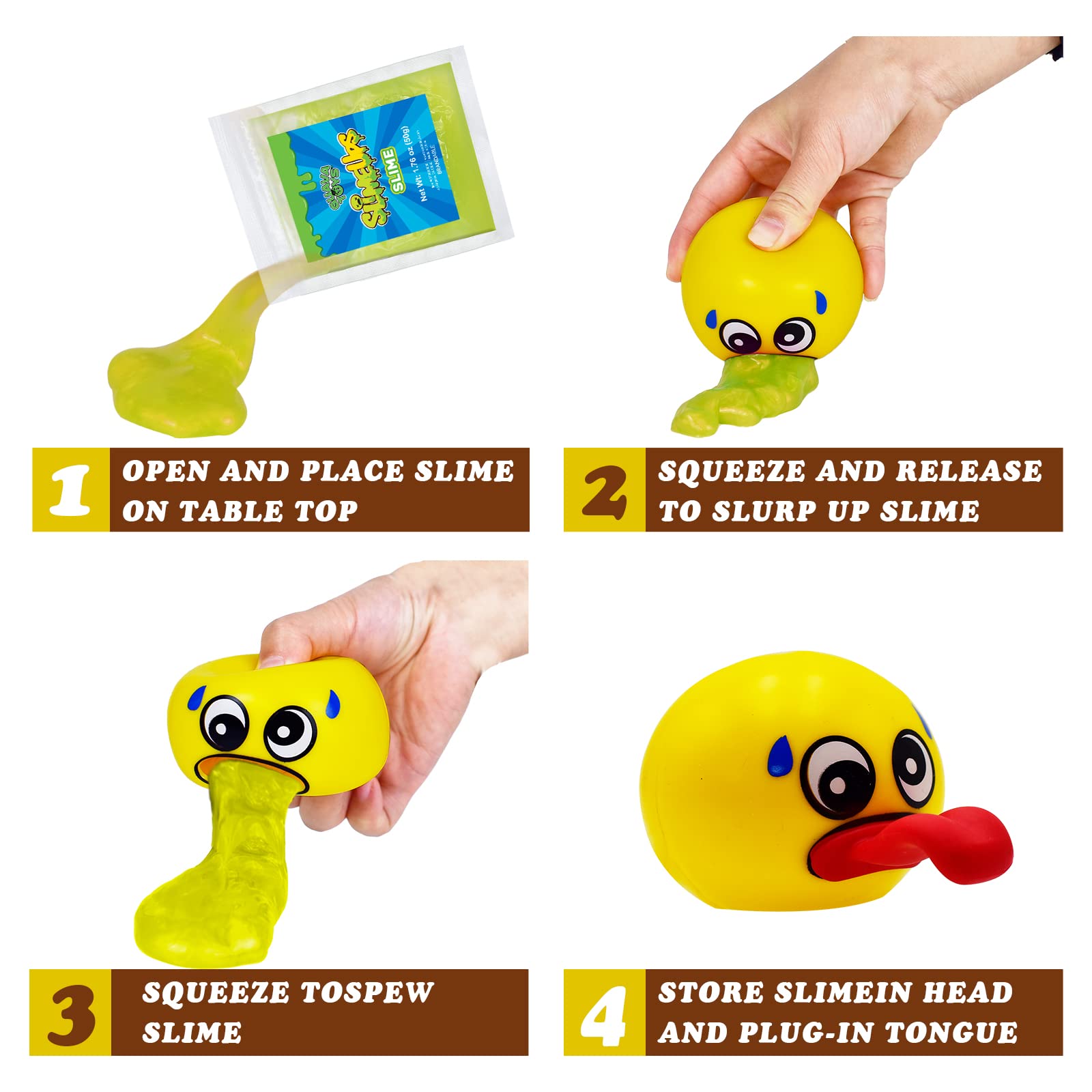 Slime Ups 3.2 Inch Round Stress Relief Ball - Squeeze Toy for Anxiety & Fidgeting - Fun Tricky Play Decompression Game (Sweaty Steve Style) - Perfect for Office, Classroom & ADHD Focus