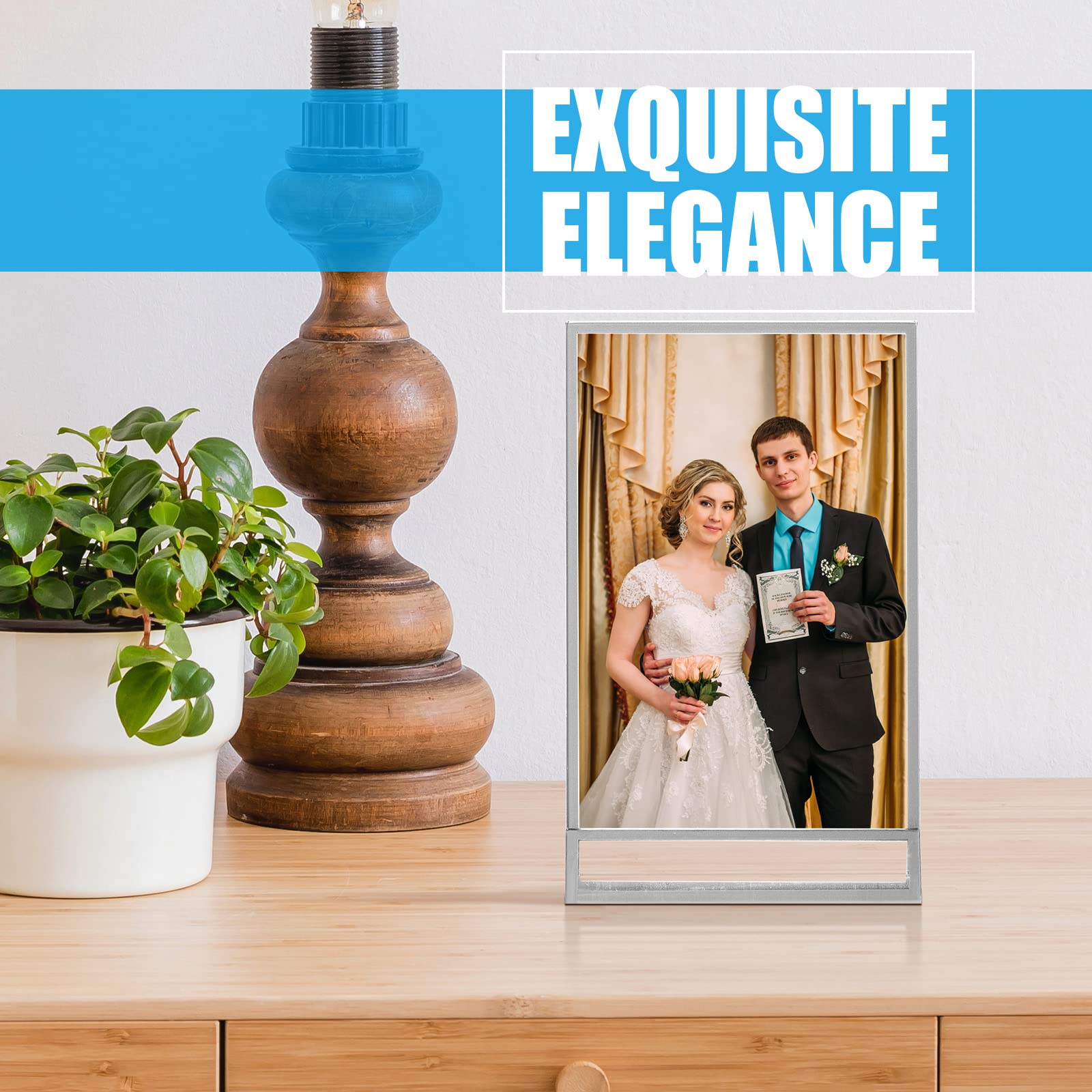 Yalikop 18-Piece Acrylic Table Number Holders - 5x7 Inch Double-Sided Clear Photo Frames for Wedding, Party & Event Decor (Silver) | Perfect for Table Numbers, Menus & Place Cards
