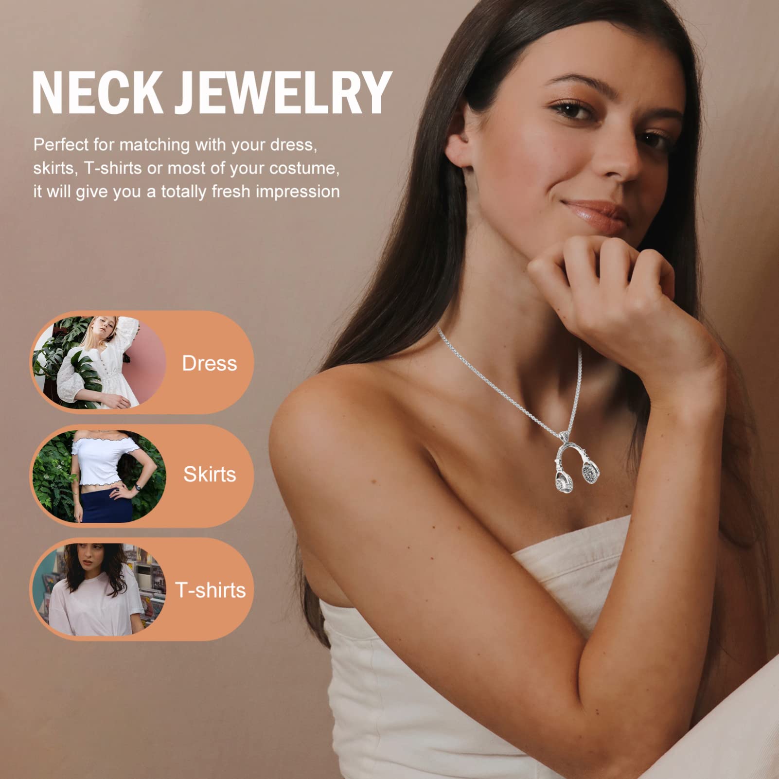 PACKOVE 6 Pcs Headset-Shaped Pendant Necklace Set - Couples Matching Clavicle Chains, Simple & Fashionable Jewelry Gift for Him & Her - Perfect for Valentine's Day, Anniversary & Romantic Dates