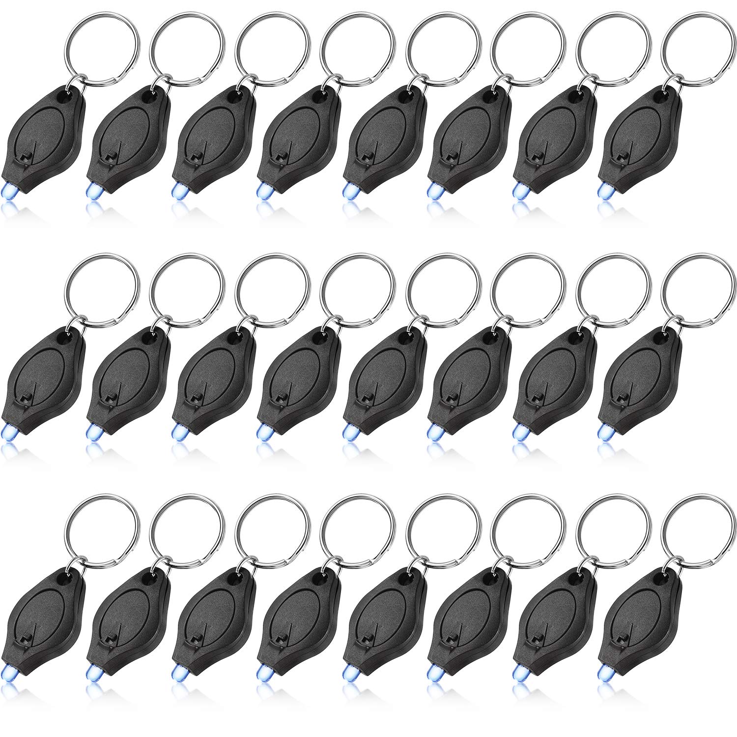 24 Pack Mini LED Keychain Flashlight - Ultra Bright Keychain Light with Batteries Included, Perfect for Camping, Hiking, Emergency Kits & Nighttime Safety (Black)