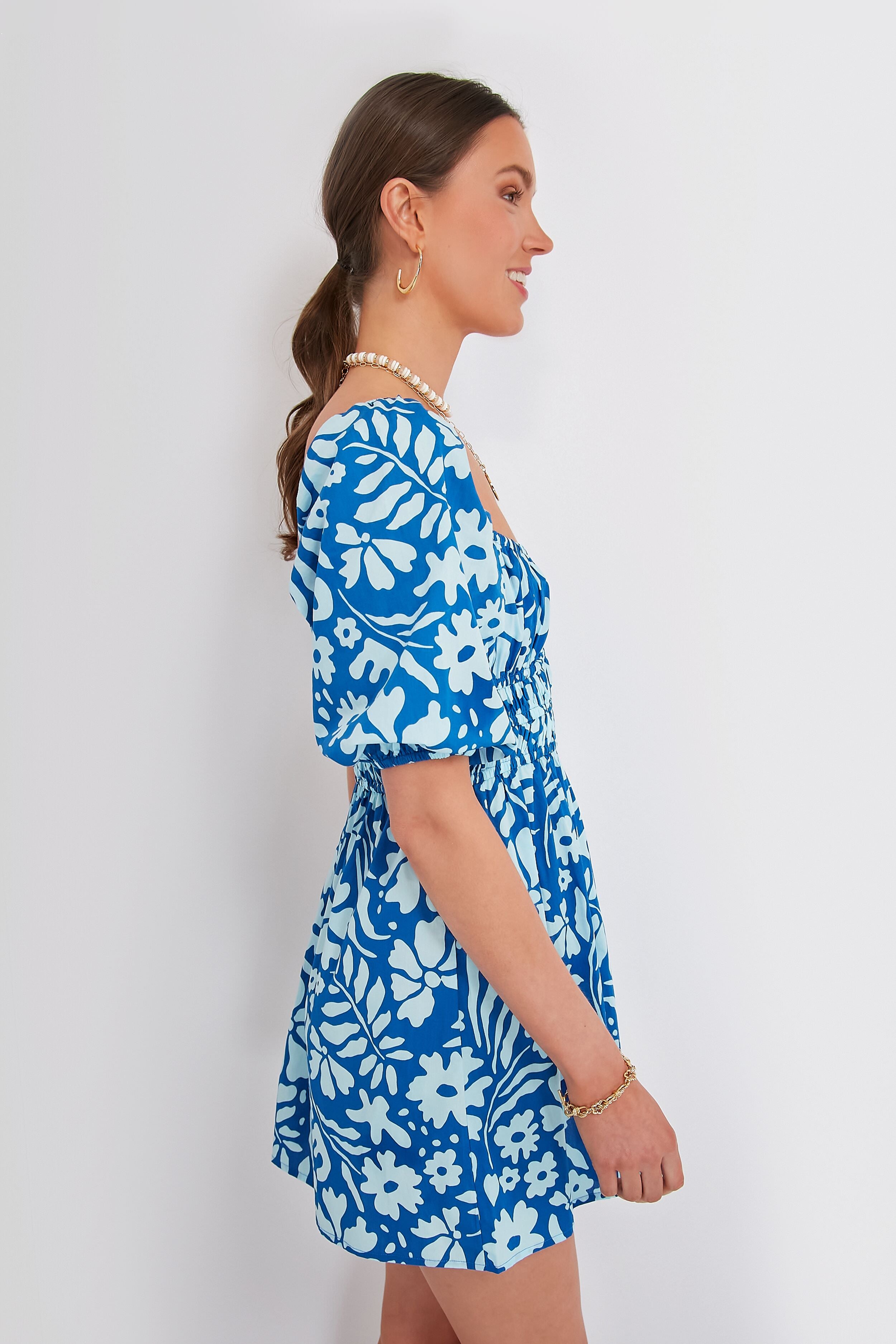 Blue Sidra Floral Marinelli Mini Dress - Women's Summer Floral Print Short Dress for Beach, Party & Casual Wear | Perfect for Vacation, Date Night & Outdoor Events