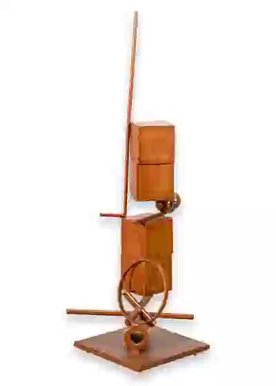 Fletcher Benton Untitled (Blocks on Blocks) - Modern Welded Steel Sculpture Artwork for Home & Office Decor | Contemporary Metal Wall Art for Living Room, Gallery, or Office Space