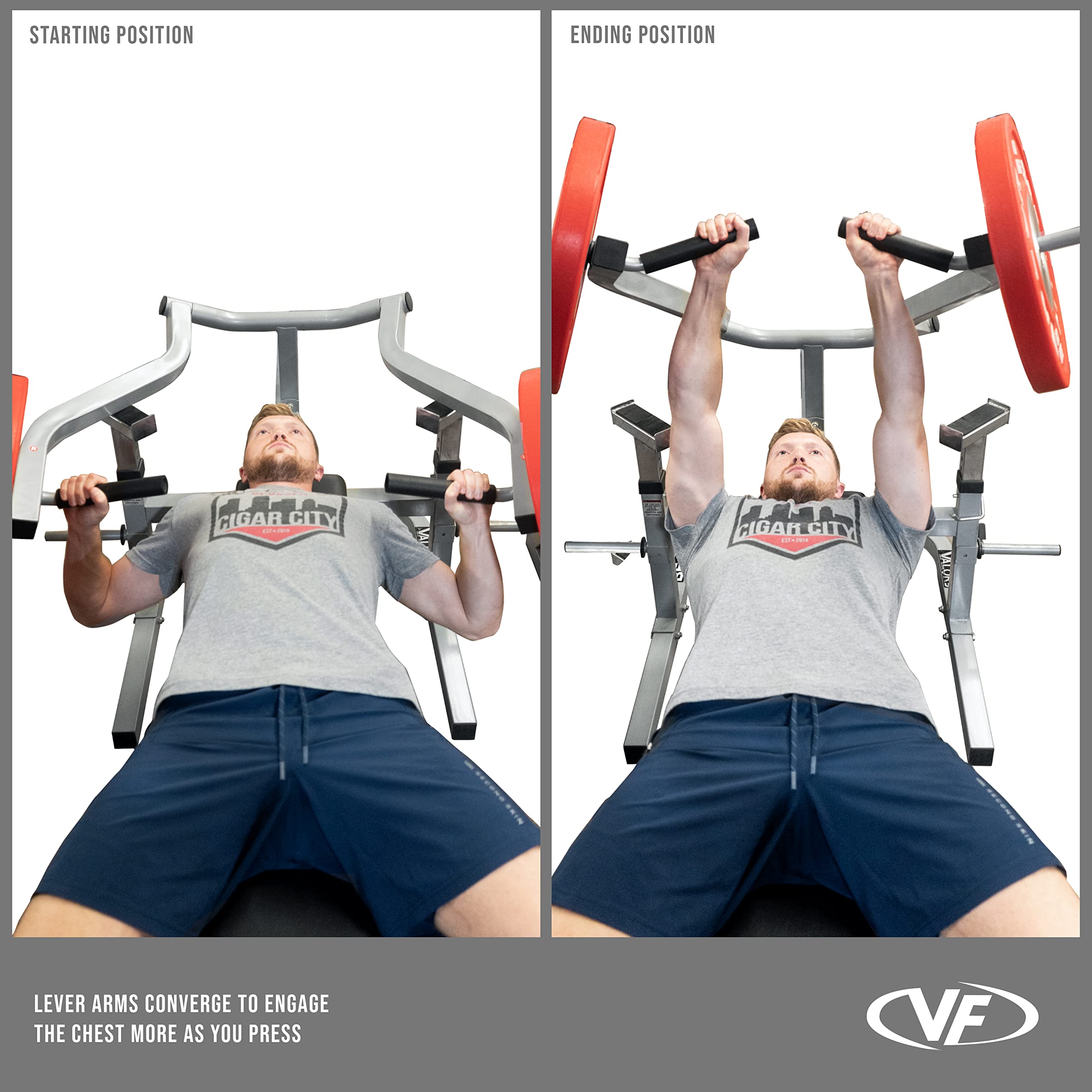 Valor Fitness BF-47 Chest Press Machine for Home Gym - Independent Converging Arms with 9 Adjustable Positions - Flat & Incline Bench - 250 lb Weight Capacity - Perfect for Strength Training & Muscle Building