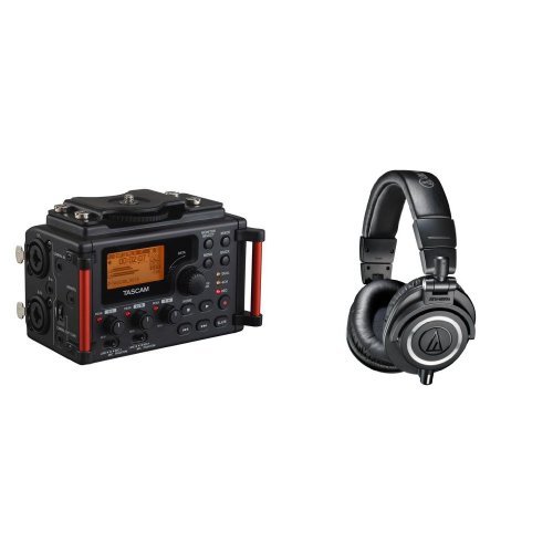TASCAM DR-60DmkII 4-Channel DSLR Audio Recorder & Audio-Technica ATH-M50x Professional Studio Headphones Bundle - Perfect for Film Making, Podcasting & Music Production