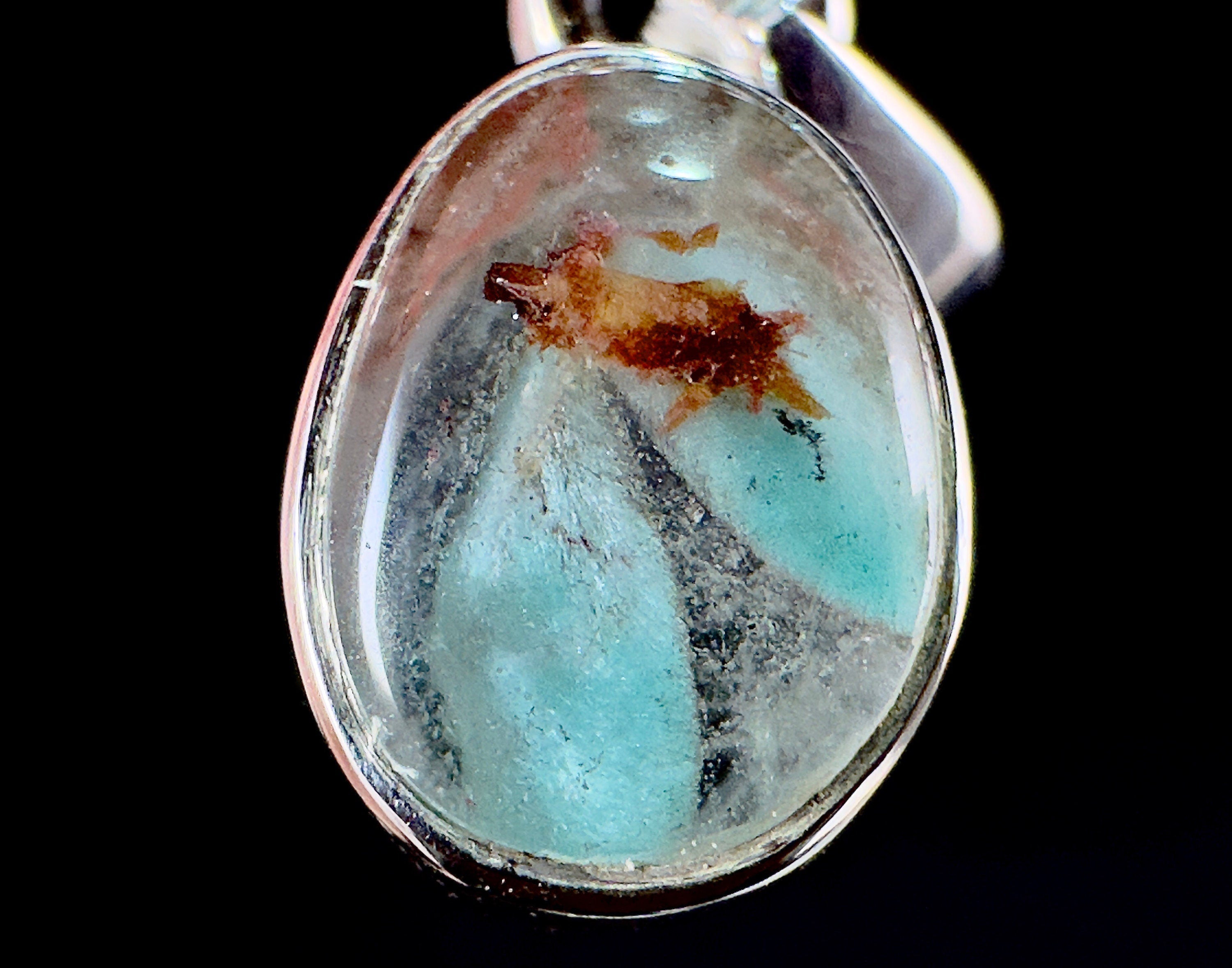 AJOITE in Quartz Crystal Pendant - Sterling Silver Oval Cabochon Fine Jewelry | Healing Crystals & Stones for Meditation & Energy Work | Unique 54523 Gemstone Necklace for Spiritual Healing & Chakra Balancing