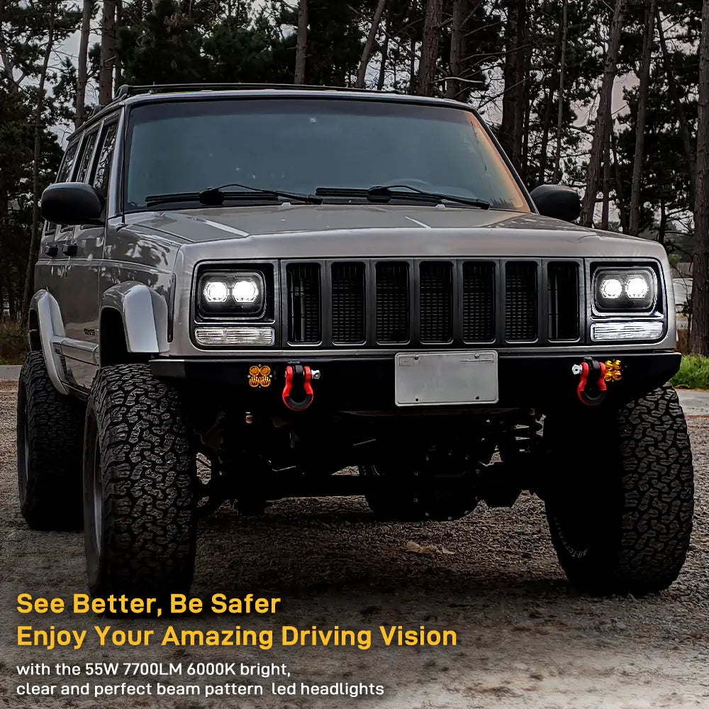 110W 5x7 Inch LED Headlight High/Low Beam - Sealed Beam Replacement for Jeep Wrangler YJ TJ JK Cherokee XJ & Trucks - Off-Road Adventure, Night Driving, All-Weather Performance