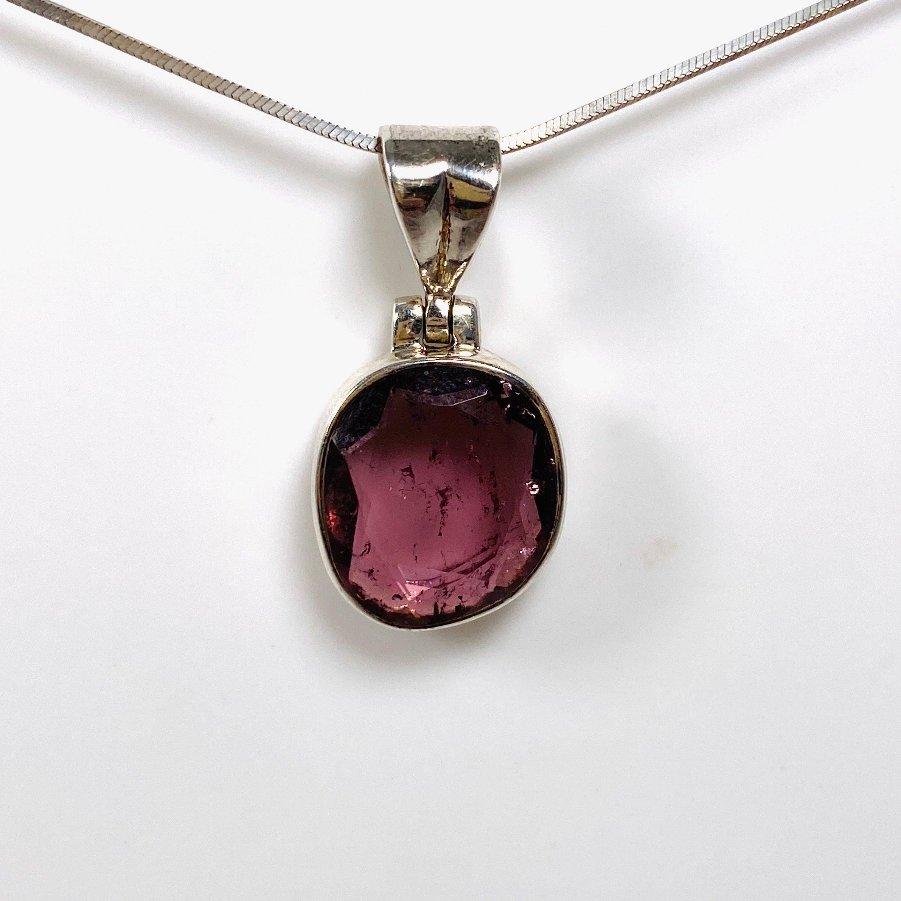 Natural Pink Tourmaline Faceted Pendant Necklace - 925 Sterling Silver Jewelry for Women - Perfect for Valentine's Day Gifts & Everyday Elegance