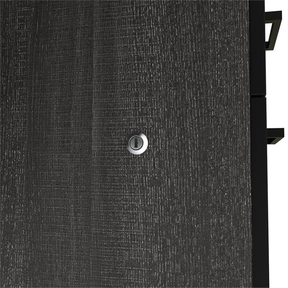 Pemberly Row Traditional L-Shaped Computer Desk in Black & Bark Gray - Home Office, Gaming, Study & Workspace Solution