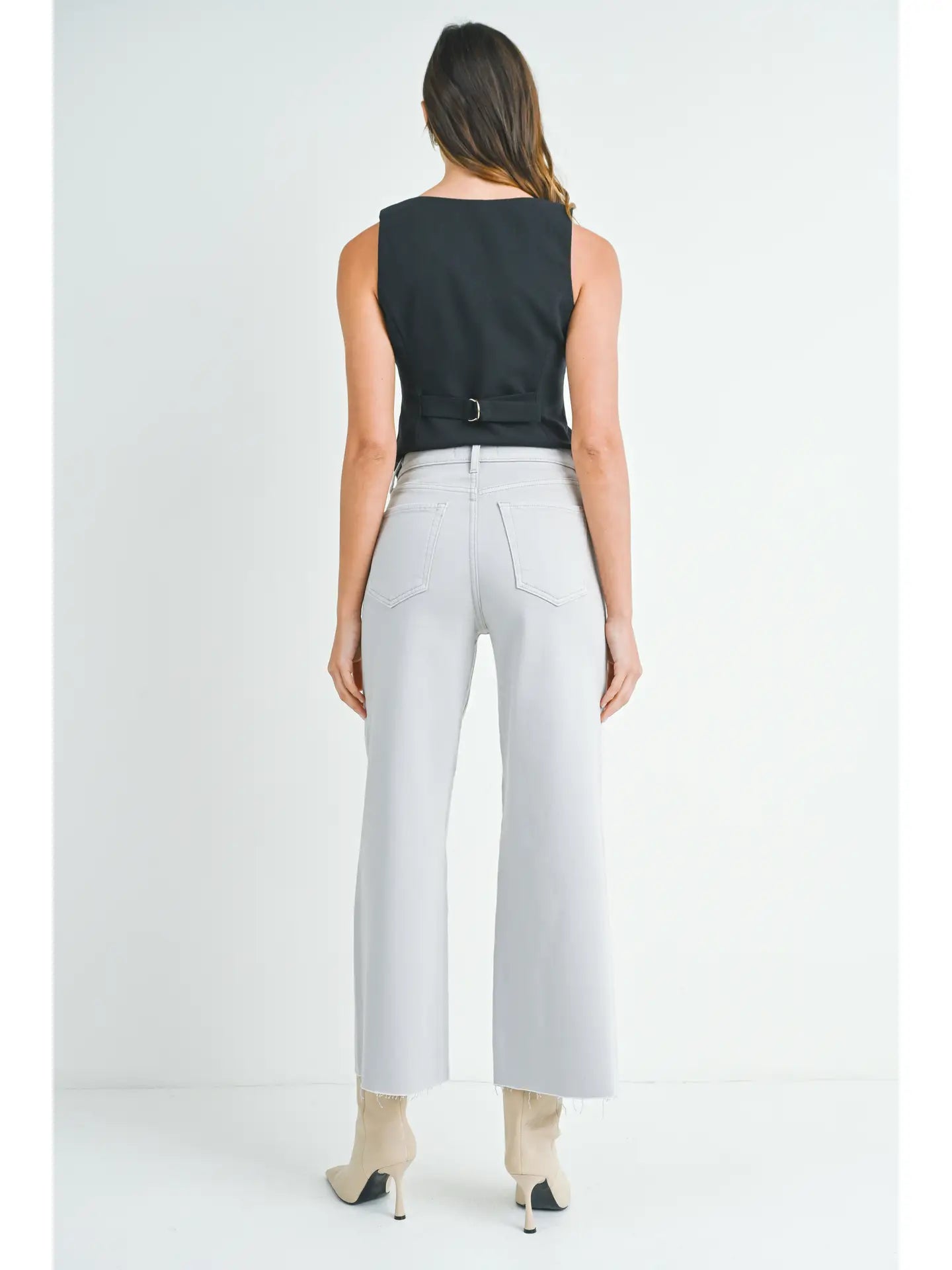 Just Black Scissor Cut Jeans for Women - High Waisted Distressed Denim Pants - Trendy Ripped Skinny Jeans for Casual Outfits & Streetwear Fashion