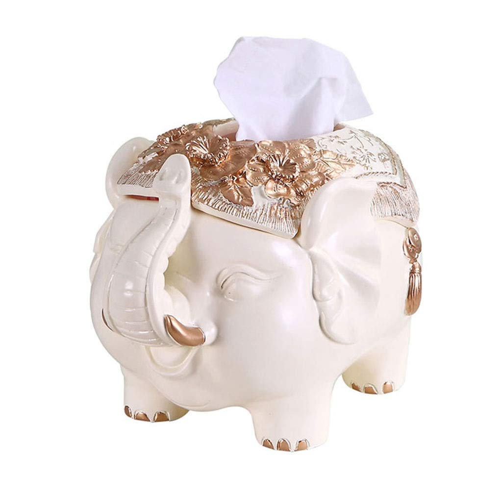 Elephant Tissue Box Holder - Modern Minimalist Beige Napkin Box for Living Room & Desktop - Decorative Storage Tray for Remote Controls & Tissues - Perfect for Home, Office & Gift Giving