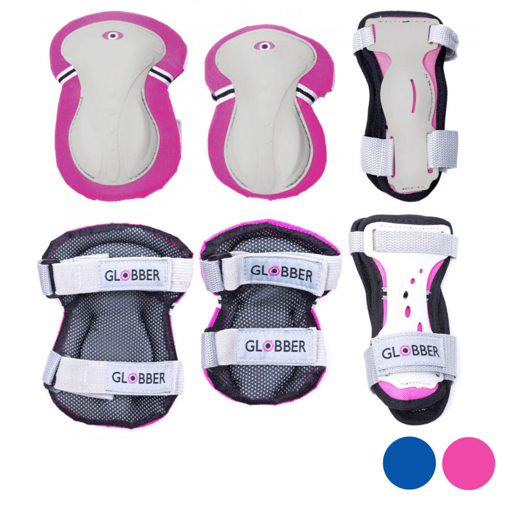 Globber Junior Pads Tri Pack - 3 Pairs Knee & Elbow Pads for Kids - Protective Gear for Skateboarding, Scooter & Roller Skating - Ideal for Outdoor Sports & Playground Safety