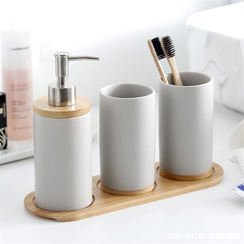 Premium Ceramic Soap Dispenser & Toothbrush Holder Set - Elegant Black Bathroom Organizer for Toiletries, Shampoo & Mouthwash Cup - Perfect for Modern Bathroom & Kitchen Countertop Decor