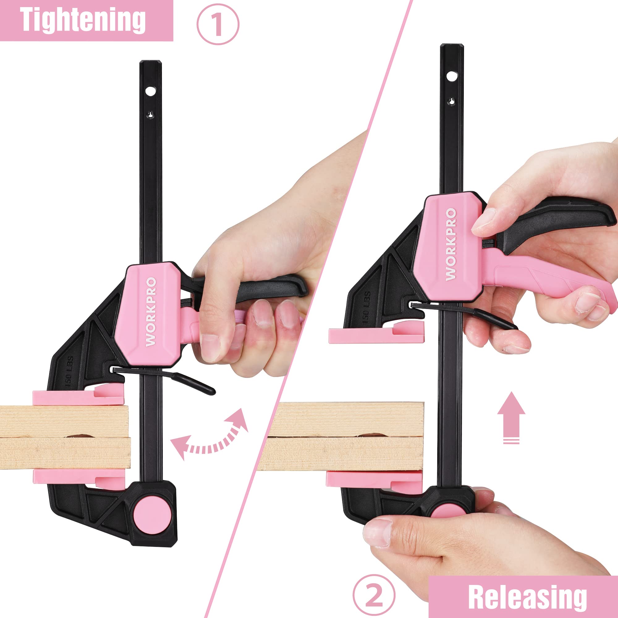 WORKPRO Mini Bar Clamps for Woodworking - 4-Piece Set (6