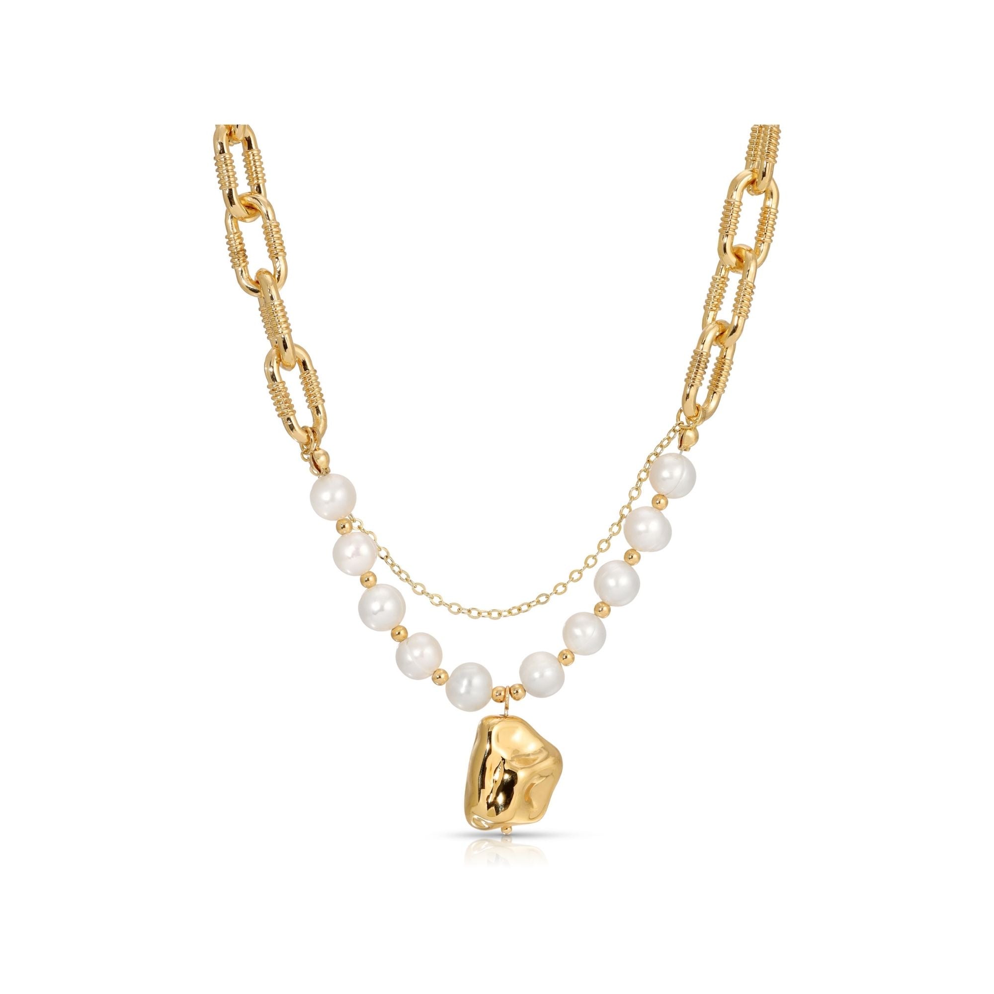Elegant Gold Pearl Layered Necklace for Women | Dainty Layering Jewelry | Perfect for Weddings, Date Nights & Special Occasions