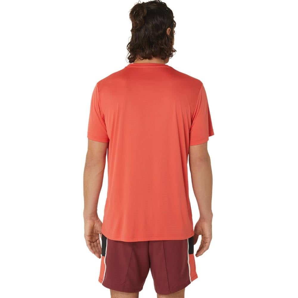 ASICS Men's Court GS Graphic Tee Top - Breathable Cotton Short Sleeve Tennis Shirt for Men (Red) - Perfect for Casual Wear, Gym Workouts & Tennis Matches
