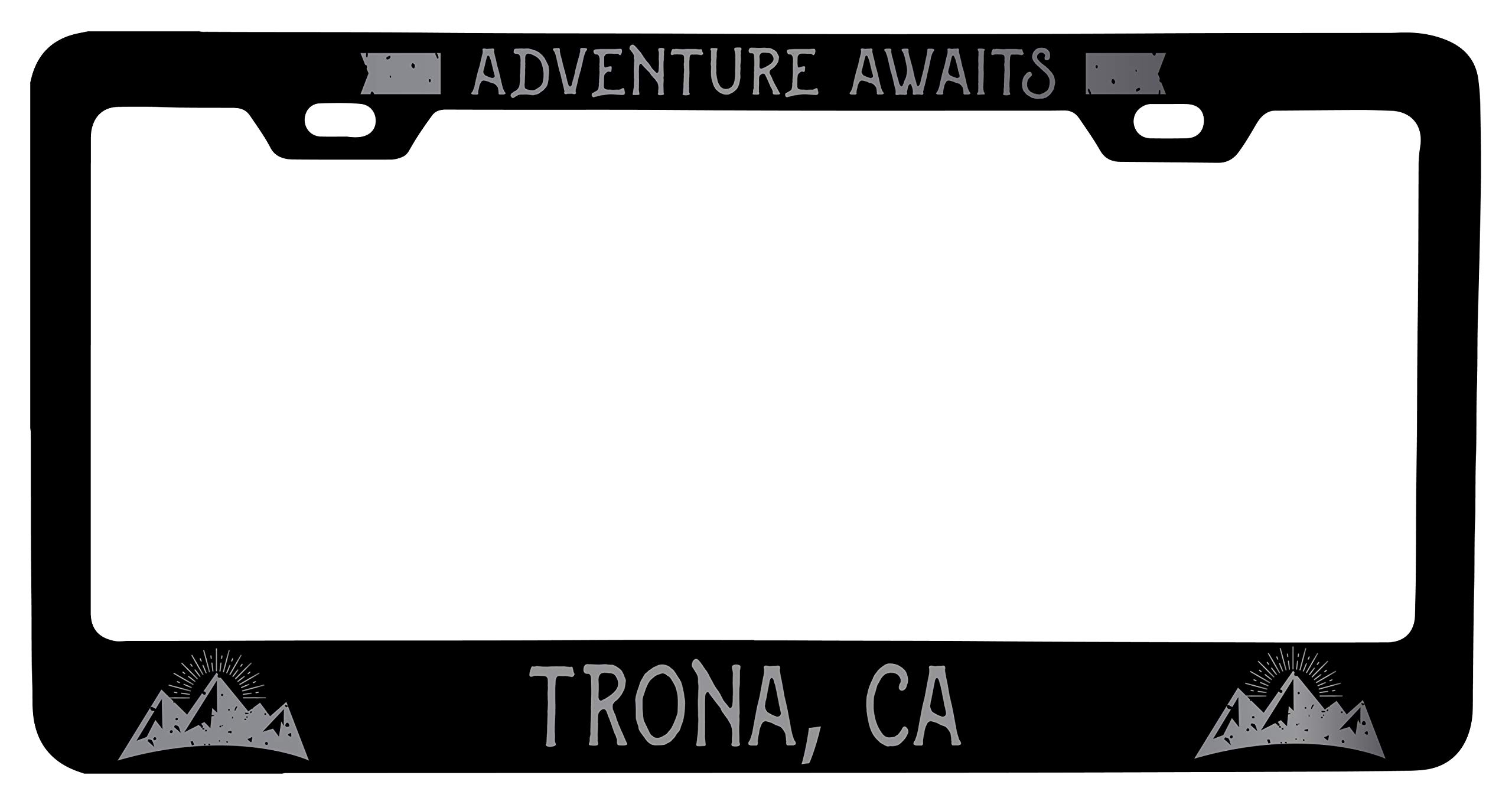 R and R Imports Trona California Laser Etched Vanity Black Metal License Plate Frame - Custom Car Accessories for Personalized Style & Vehicle Protection | Perfect for Cars, Trucks & Motorcycles