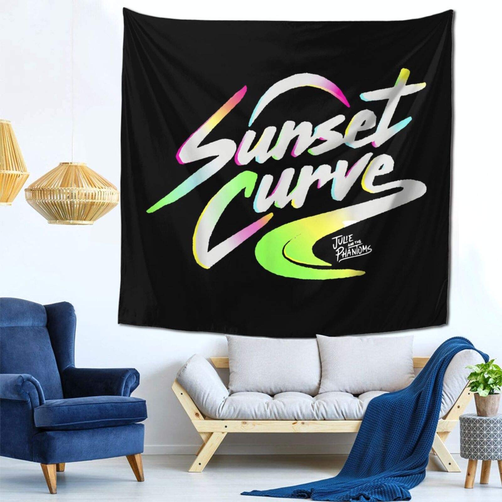 Sunset Curve Tapestry Wall Hanging - 59x59 Inch Bohemian Home Decor for Living Room, Bedroom, Dorm | Perfect for Meditation Spaces & Hippie Aesthetic Room Decor