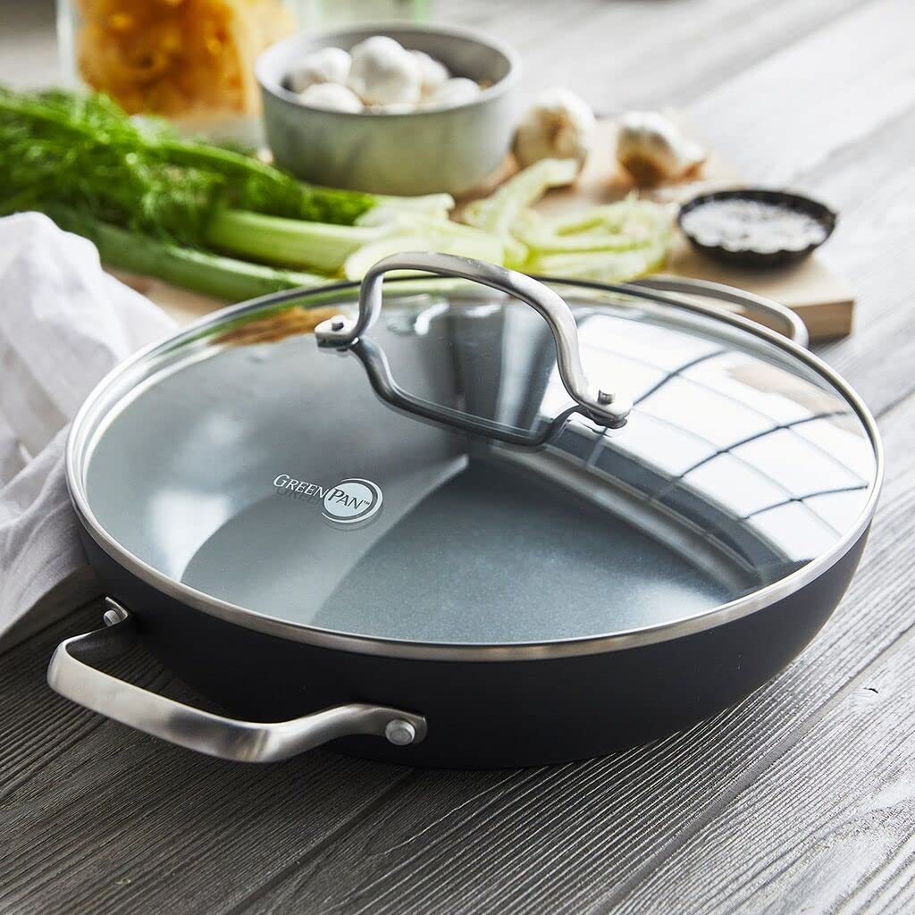 GreenPan Chatham 11-Inch Non-Toxic Ceramic Nonstick Frying Pan - PFAS-Free, Oven & Dishwasher Safe, Gray - Perfect for Healthy Cooking, Sautéing & Everyday Meals