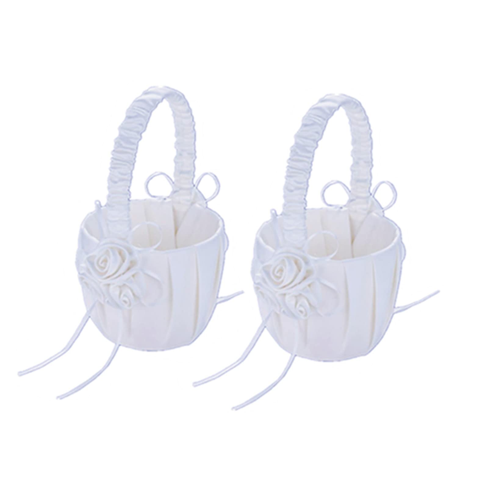 Elegant Wedding Ring Pillow Basket with Rose Buckle & Satin Ribbons - Floral Storage Basket for Flower Girls - Perfect for Wedding Ceremonies, Bridal Showers & Romantic Decor