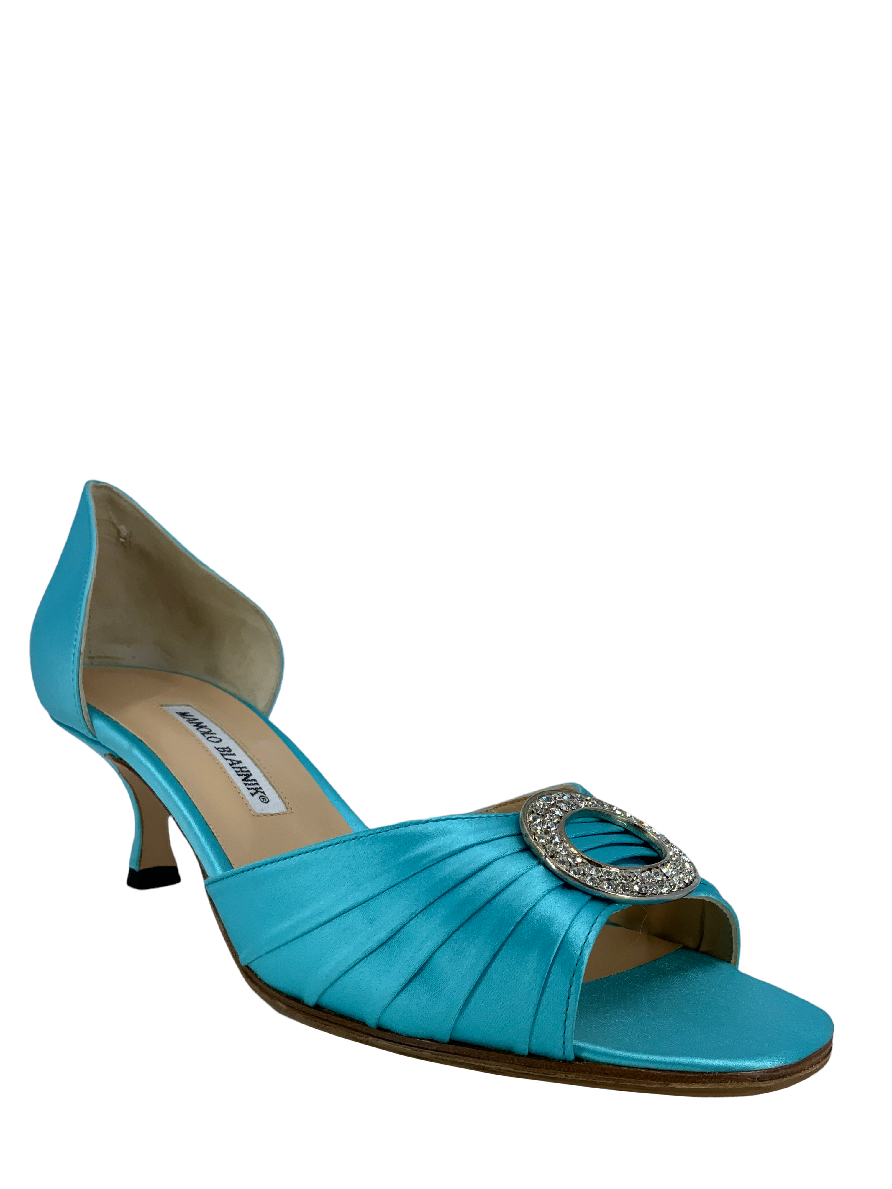 Manolo Blahnik Sedaraby Embellished Satin d'Orsay Pumps - Women's Size 10.5 (US) | Luxury Evening Heels for Weddings, Parties & Special Occasions
