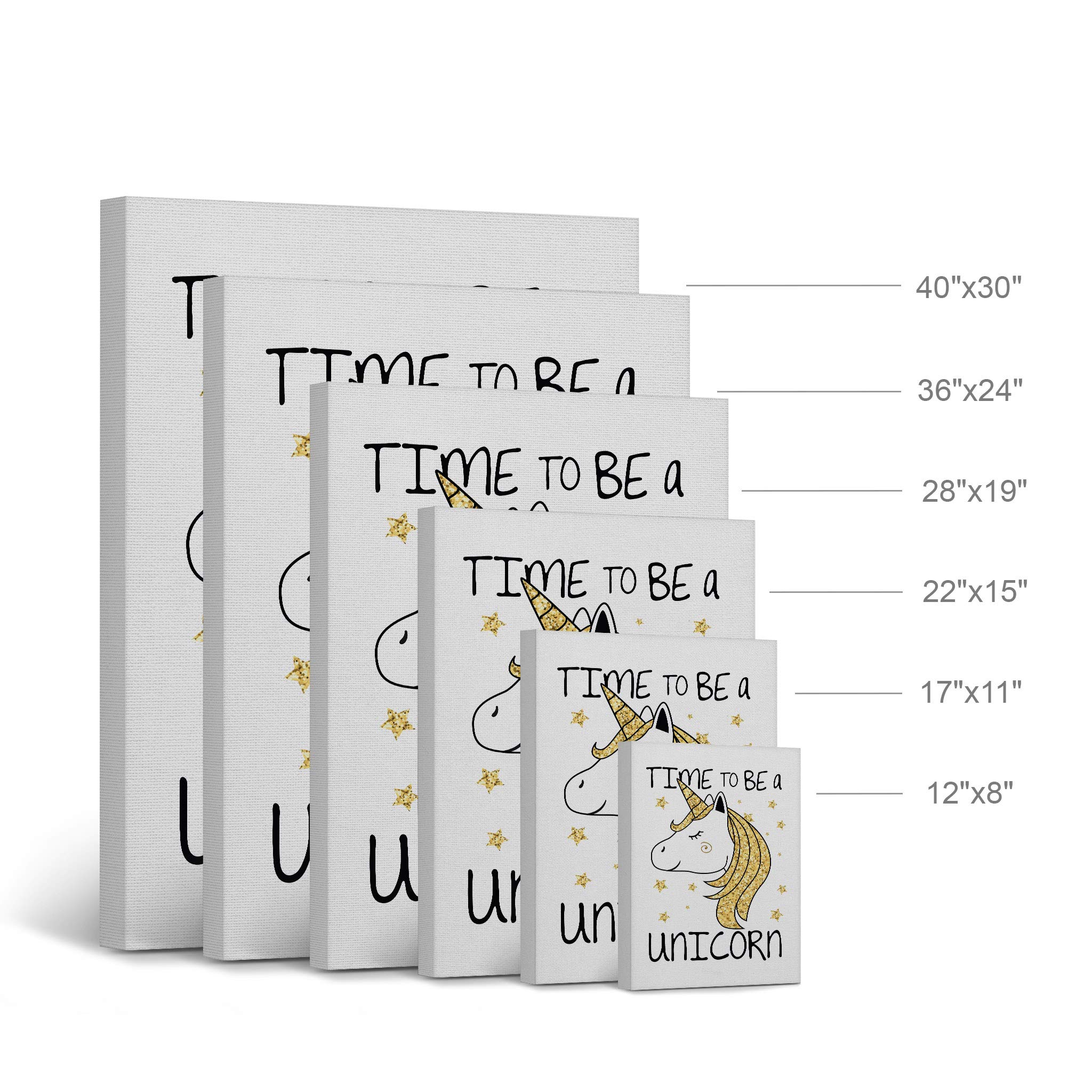 Time To Be A Unicorn Canvas Wall Art - 40x30 Inch Inspirational Quote Print for Kids Room, Nursery & Baby Room Decor - Ready to Hang Made in USA | Perfect for Birthday Gifts, Bedroom Wall Decor & Unicorn Themed Parties