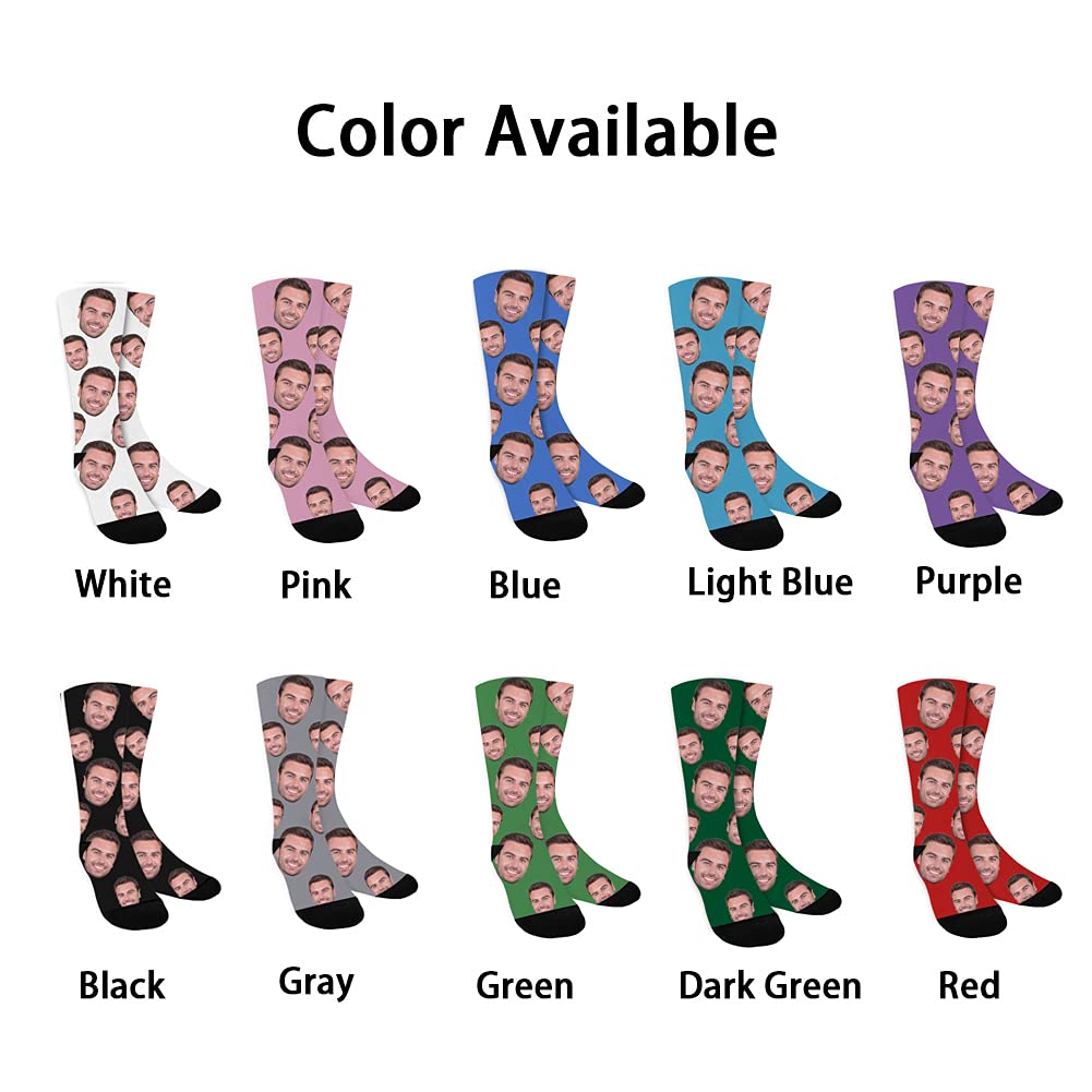 Custom Face Socks with Personalized Text - Funny Photo Printed Socks for Men & Women - Great for Gifts, Couples Matching & Special Occasions