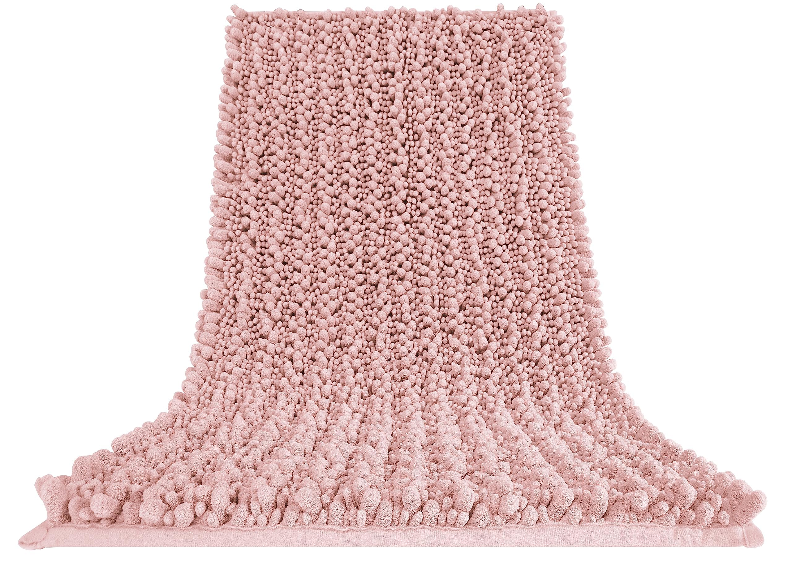 Yimobra Non-Slip Bathroom Rug Mat 44x24 Inches - Super Absorbent Quick Dry Bath Mat, Machine Washable Soft Plush Bathroom Floor Mat for Bathroom & Bedroom - Modern Home Decor Accessories in Light Pink - Perfect for Shower, Tub & Vanity Areas