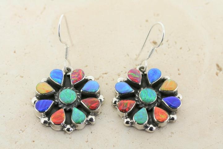 Opal Circle Chandelier Earrings for Women - Elegant Dangle Drop Earrings for Party, Wedding & Evening Wear