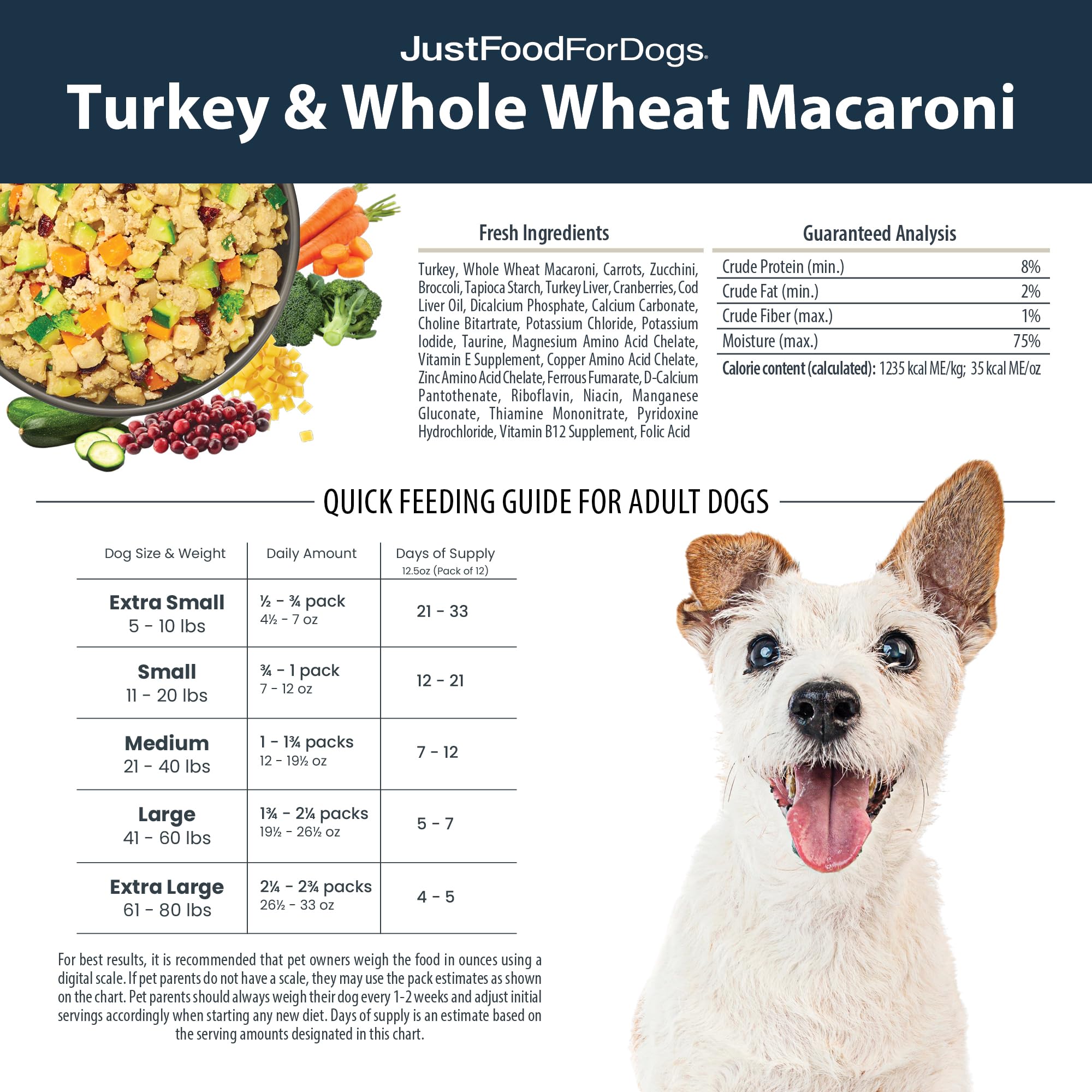 JustFoodForDogs Pantry Fresh Wet Dog Food - Turkey & Whole Wheat Macaroni Recipe | Human-Grade Complete Meal or Topper | 12.5 oz (Pack of 12) | Perfect for Picky Eaters & Sensitive Stomachs