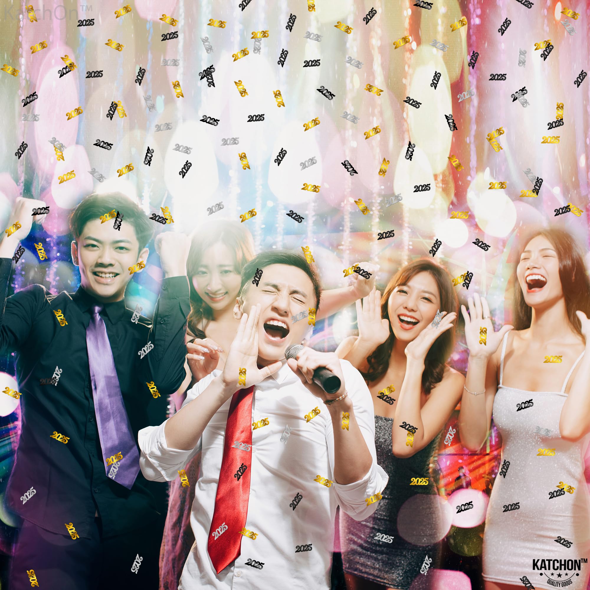 KatchOn 2025 Graduation Confetti - Silver, Black & Gold Pack of 500 | Class of 2025 Party Decorations | Perfect for Graduation Tables, Photo Backdrops & Celebration Scenes