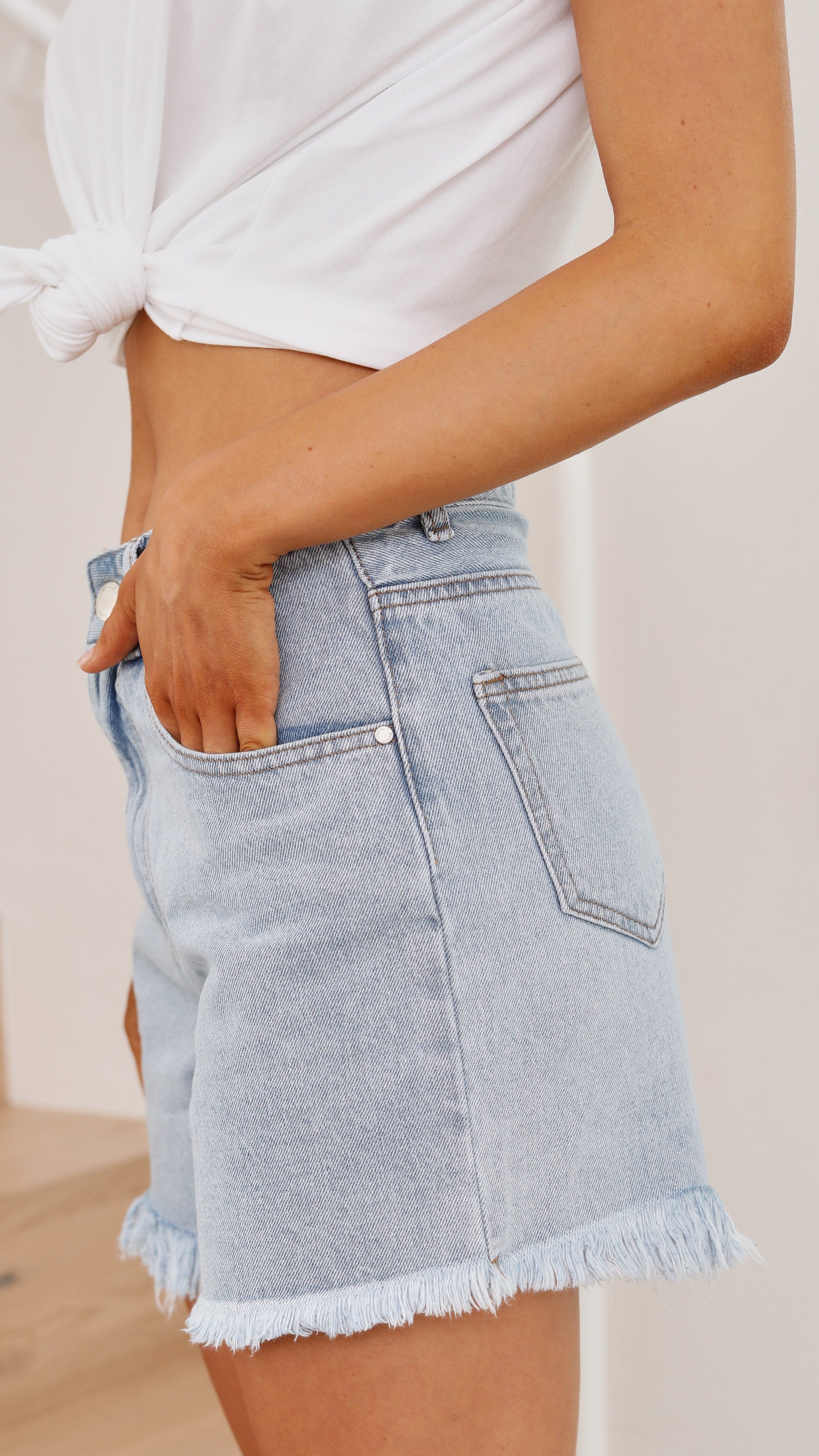 Women's Harlow Denim Shorts - High Waisted Stretch Comfort for Summer Outfits & Casual Wear
