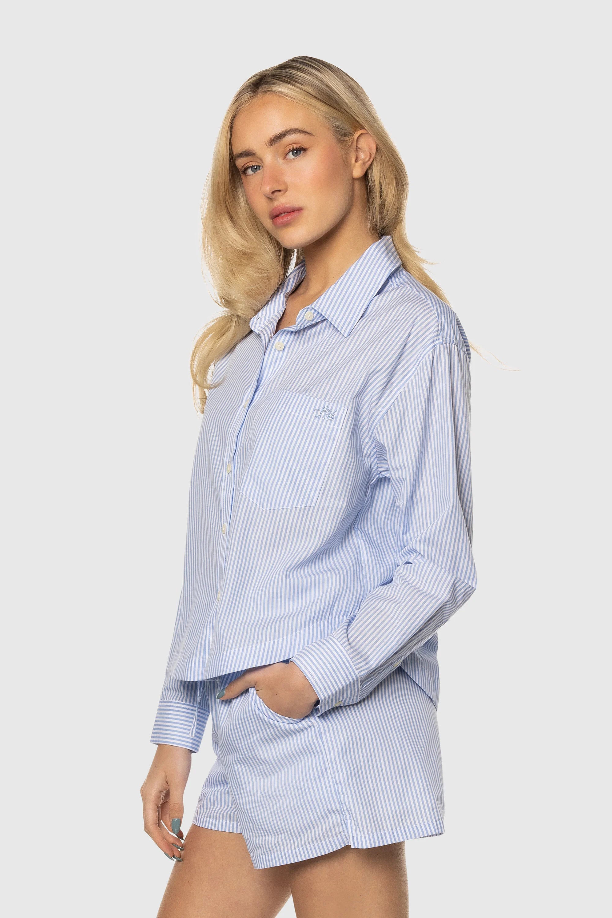 Blue Button-Up Shirt for Men & Women - Comfortable Daily Wear for Work, Casual & Outdoor Activities