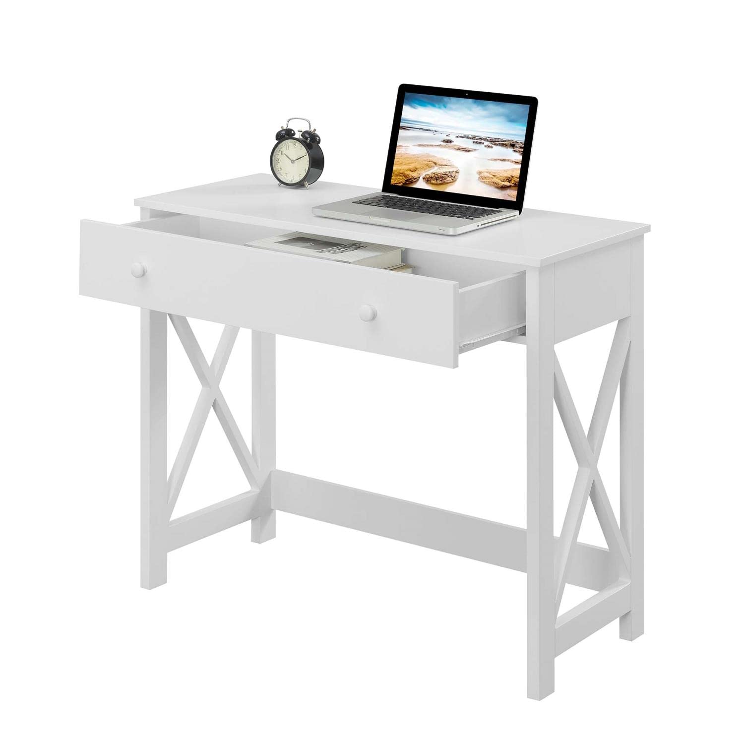 Convenience Concepts Oxford Desk 36 Inch White - Modern Writing Desk for Home Office, Study & Workspace