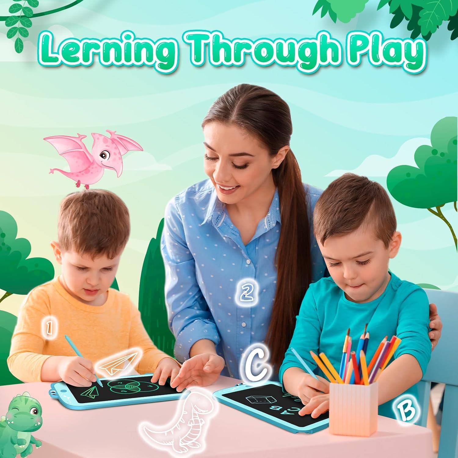 8.5-Inch LCD Writing Tablet for Kids - Colorful Doodle Drawing Board, Erasable Handwriting Pad, Educational Learning Toy for Toddlers & Boys - Perfect for Home, School & Travel Use as Birthday Gifts