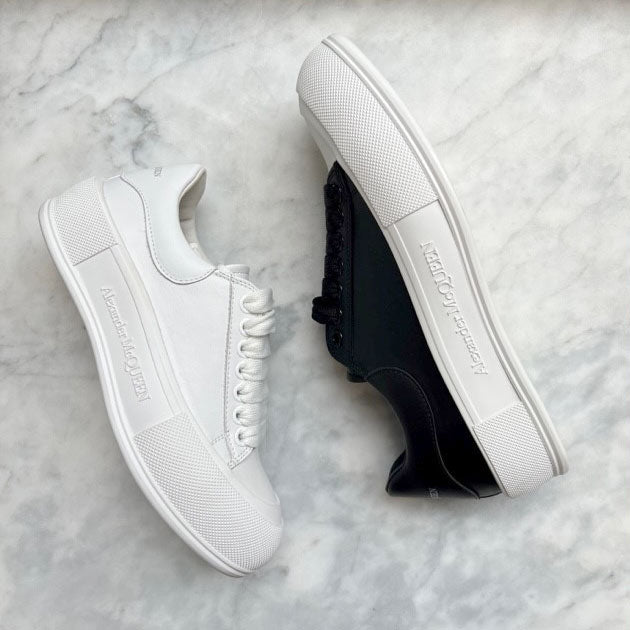 Deck Plimsoll Sneakers for Men & Women - Classic Black & White Casual Shoes | Comfortable Walking & Everyday Wear