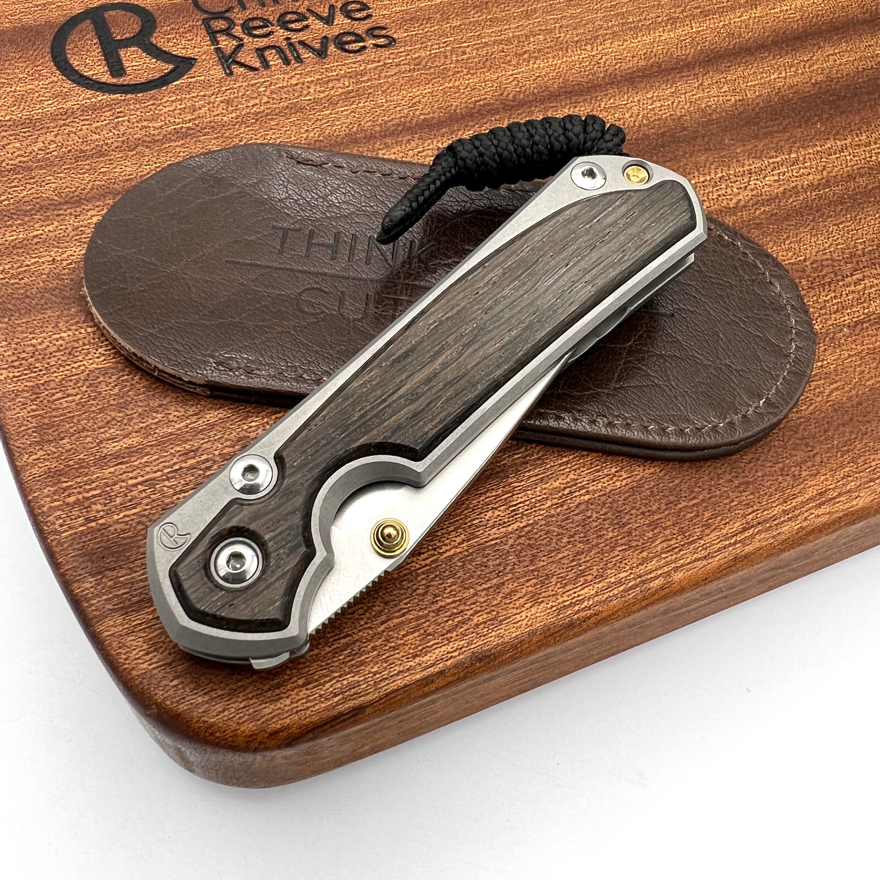 Chris Reeve Knives Small Sebenza 31 Drop Point Folding Knife with Bog Oak Inlay - Matte Finish & Double Gold Lugs - EDC Pocket Knife for Outdoor, Camping, Hiking and Everyday Carry