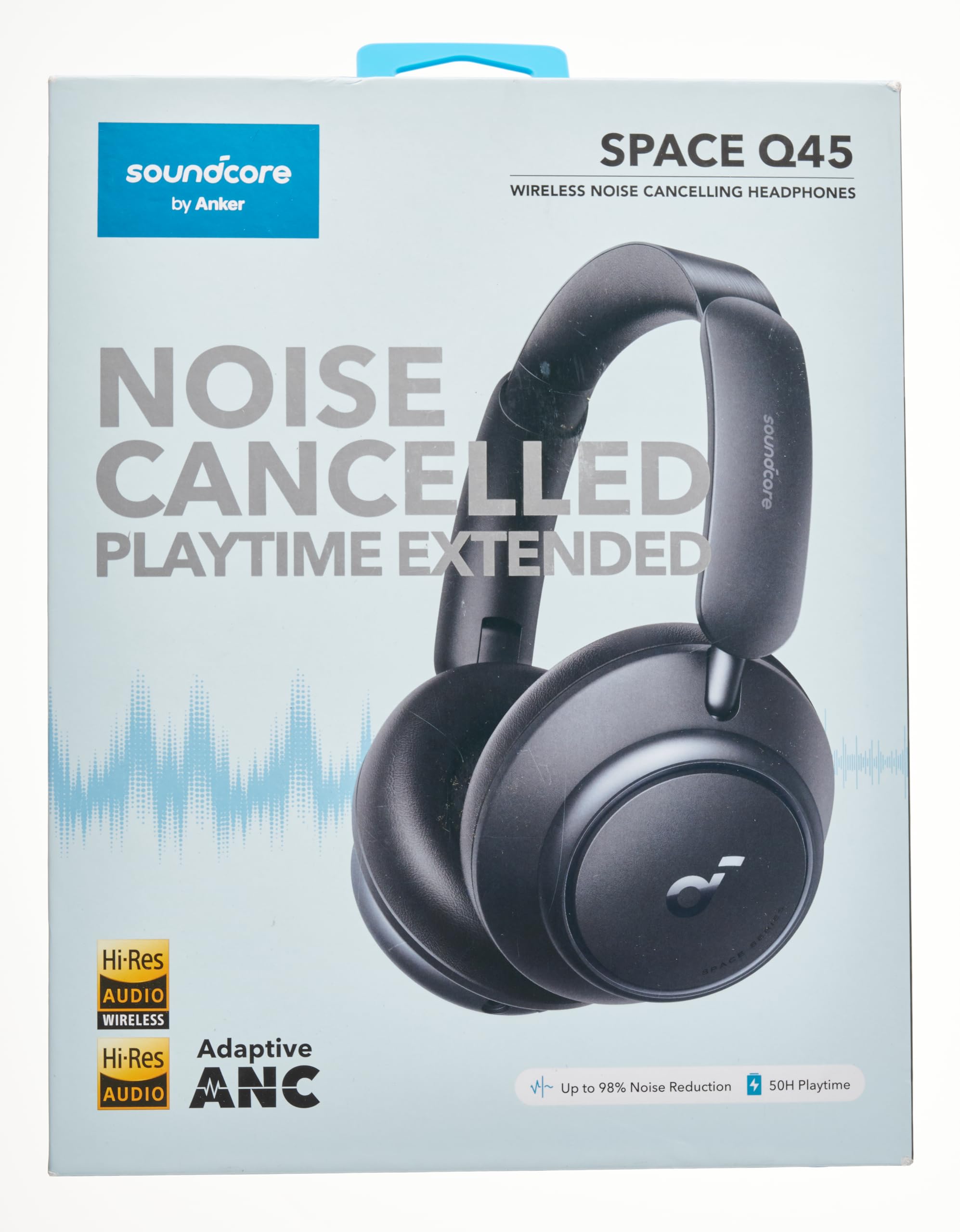 Anker Soundcore Space Q45 Wireless Headphones with Adaptive Active Noise Cancelling (98% Noise Reduction), 50H Playtime, LDAC Hi-Res Audio, Bluetooth 5.3, App Control - Perfect for Travel, Work & Commuting (Renewed)