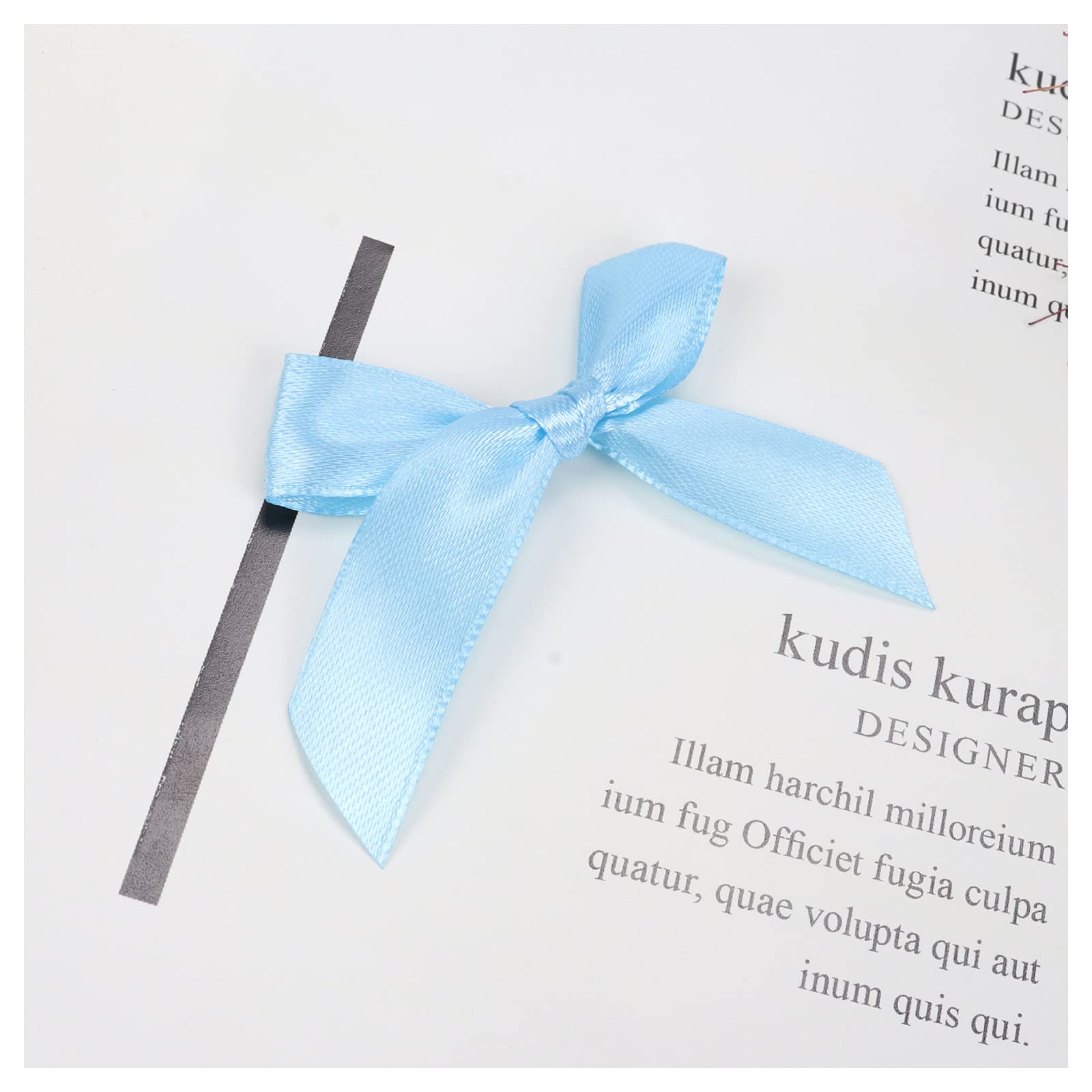 50 Pcs Satin Ribbon Bows with Adhesive Tape - 5CM x 5CM Single Sided Satin Bows for Gift Wrapping, Wedding Decorations, DIY Crafts, Halloween Party Decor, Card Making & Sewing Embellishments - Perfect for Holiday Gifts, Baby Showers & Home Decor (Blue)