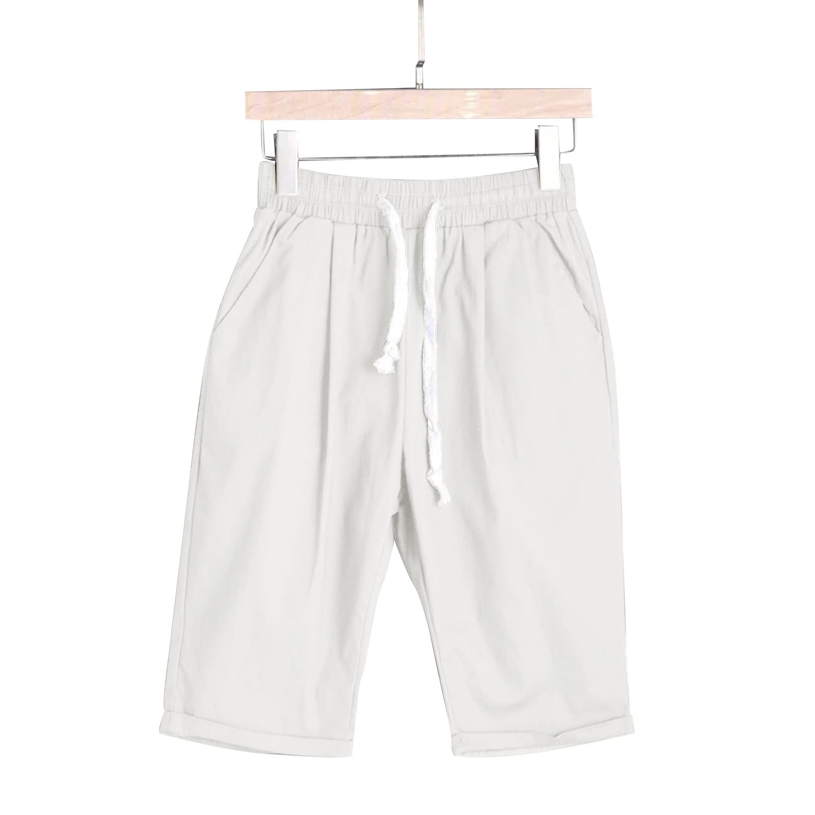 AMDBEL Plus Size Women's Bermuda Shorts - High Waisted Twill & French Terry Pocket Shorts, Jersey Knit Fleece Shorts for Casual Wear & Summer Outings