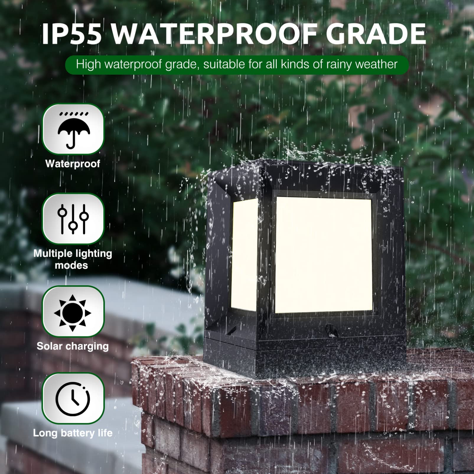OSALADI Solar Powered LED Garden Lights - Waterproof Outdoor Solar Post Lights for Deck, Fence & Pathway - Energy Efficient Solar Deck & Fence Lighting for Patio, Yard & Landscape Decoration
